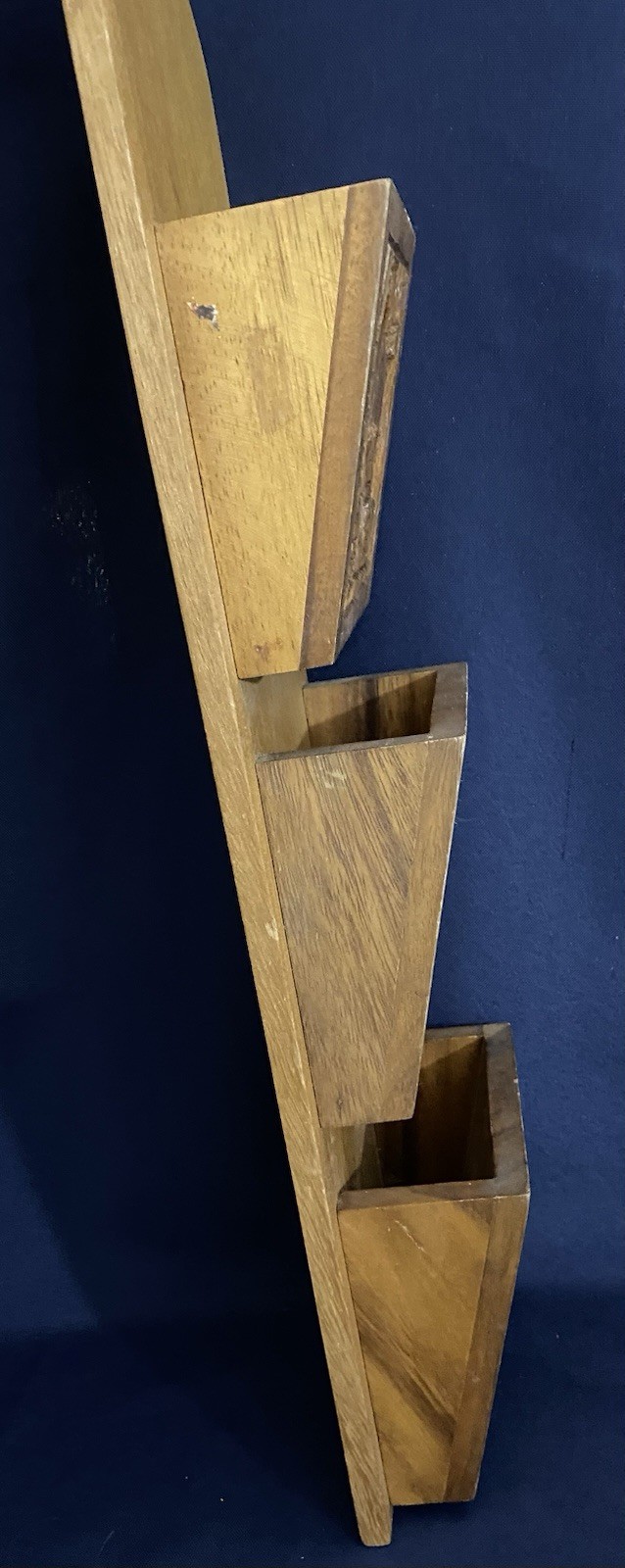 Hand Carved Wood Plaque With Storage Pockets 20×5.5 Philippines