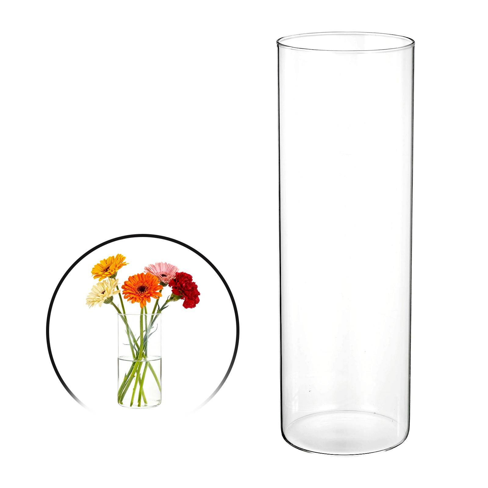 Clear Cylinder Vases 12 Inch Tall Glass Flower Vase for Table Decor 71oz
