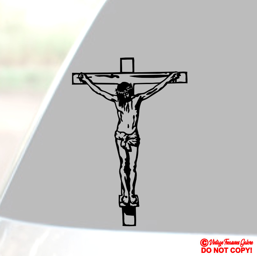 JESUS CHRIST CRUCIFIXION CRUCIFIX CHRISTIAN CROSS Vinyl Decal Sticker Car Window