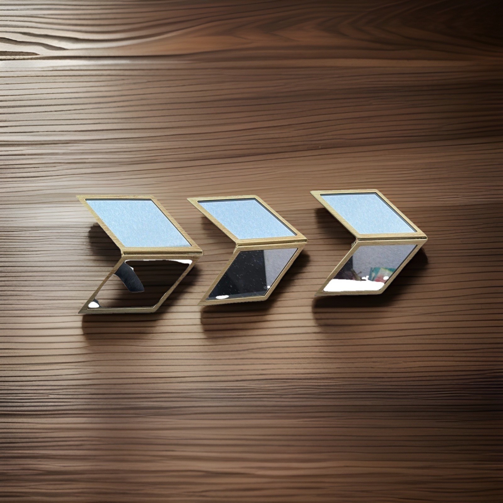 3 Chevron Wall Mirrors by Urban Outfitters Framed in Gold Tone & back hooks