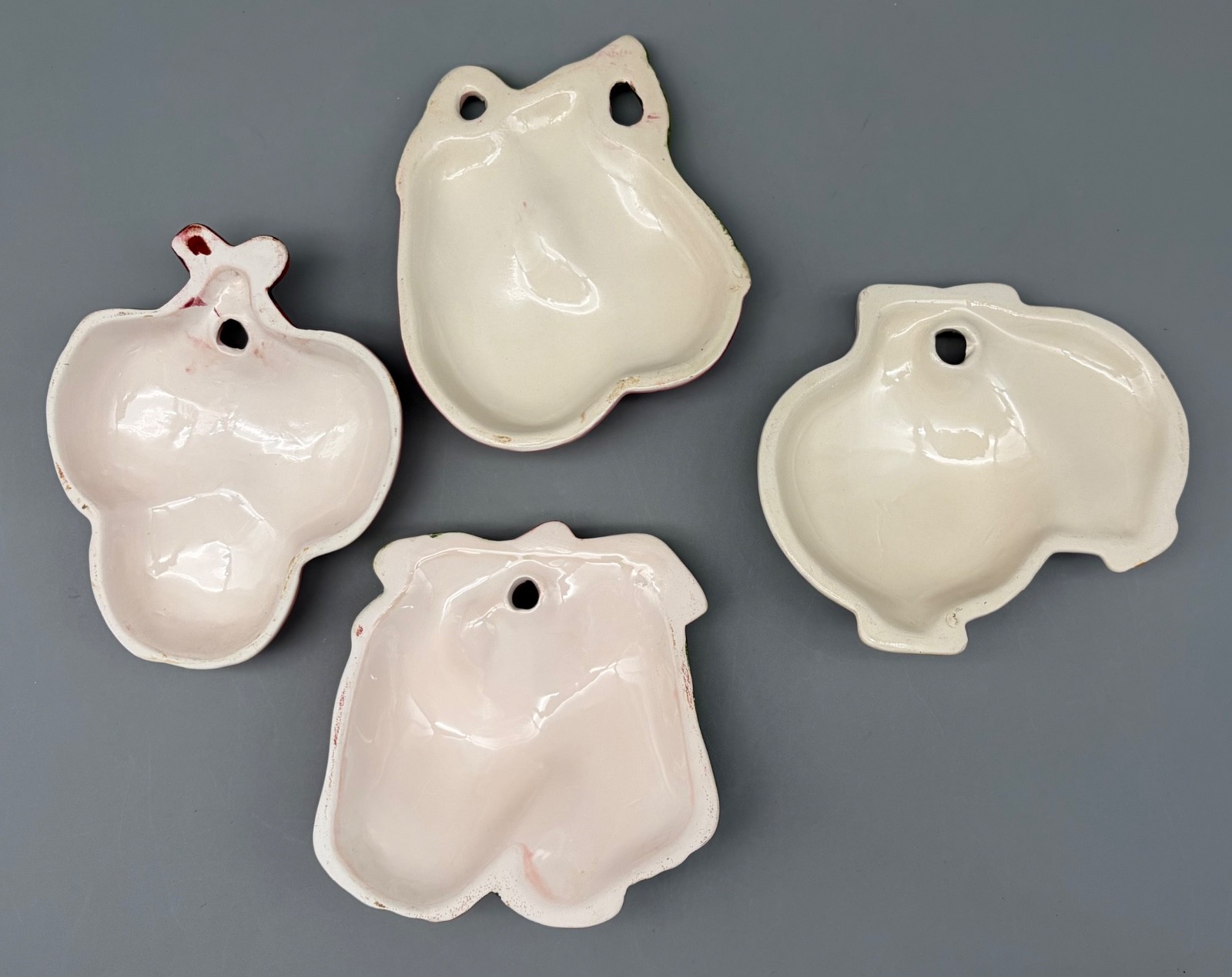 4 VTG Ceramic Glazed Fruit Vegetable 3D Kitchen Decor Wall Hanging Plaques MCM