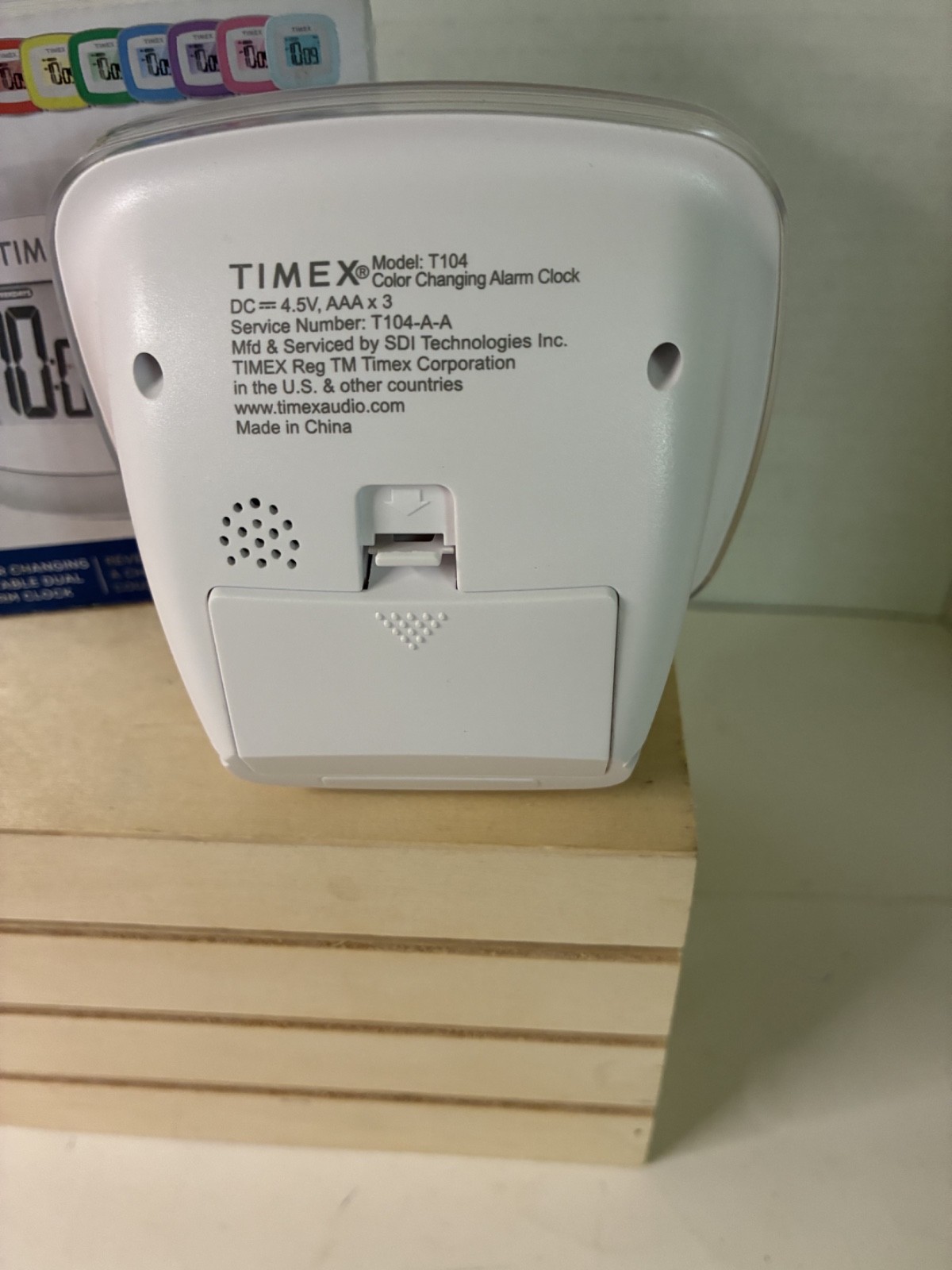 Timex Alarm Clock Color Changing DIgital Travel Dual White Battery Powered