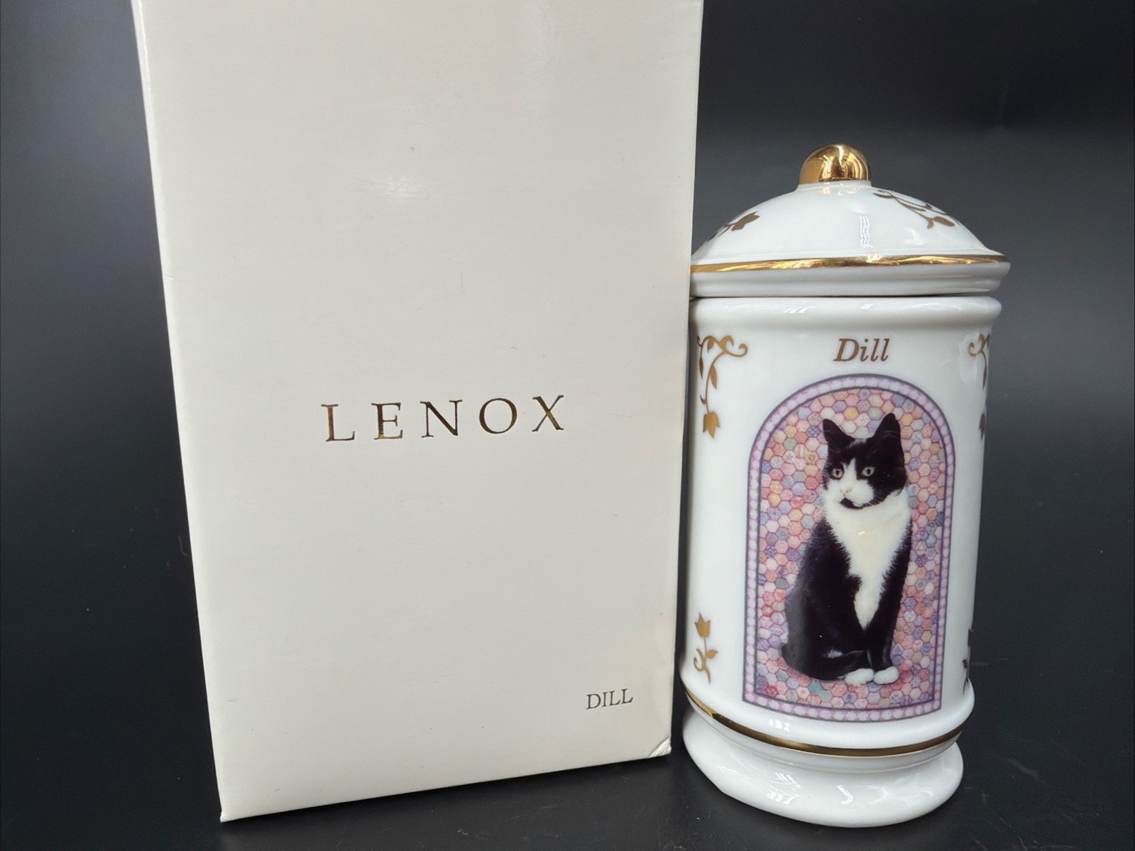 Lenox The Cats of Distinction “Dill” Spice Jar Collection Porcelain NIB