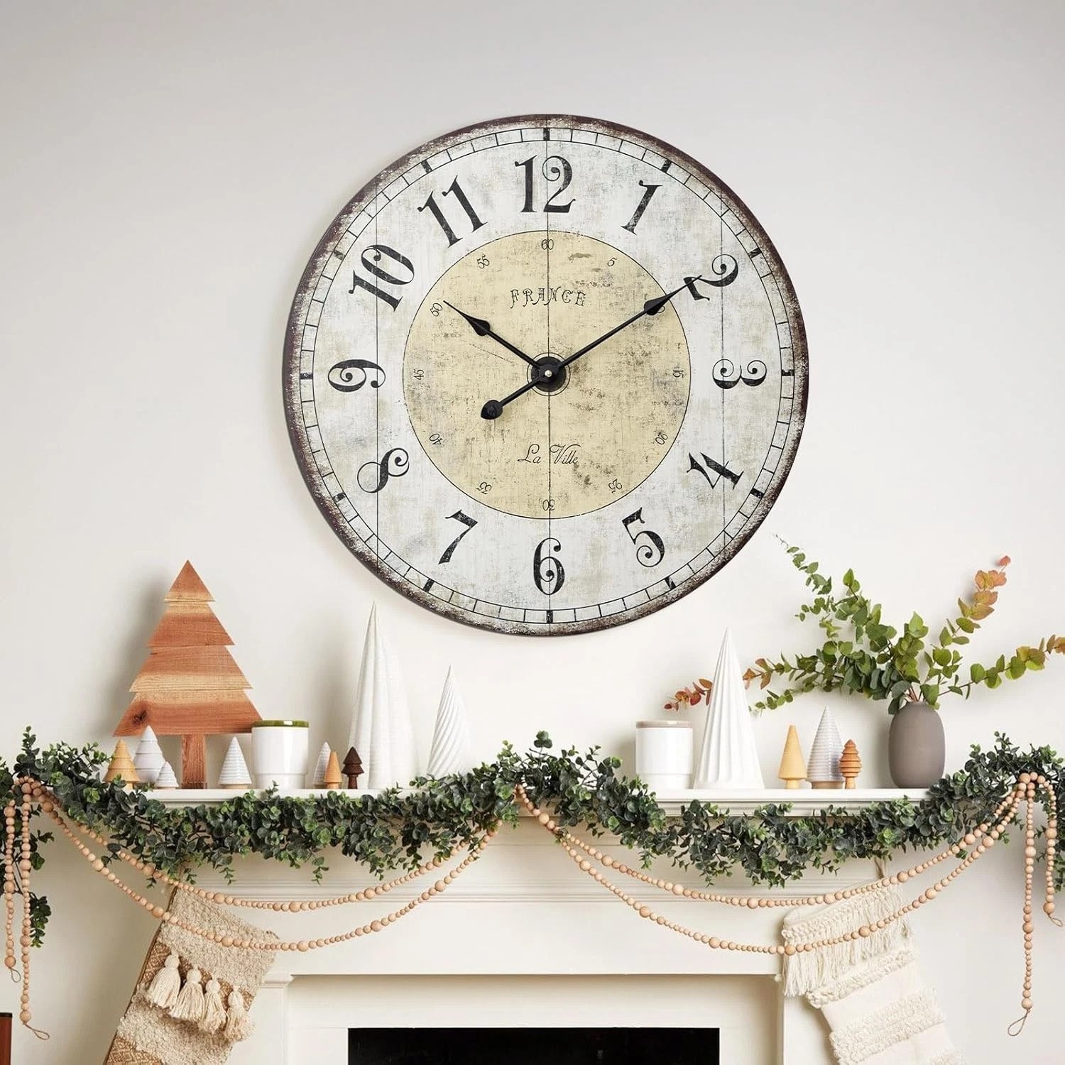 24 Inch Large Wall Clock, Rustic Round Farmhouse Wall Clocks for Living Room …