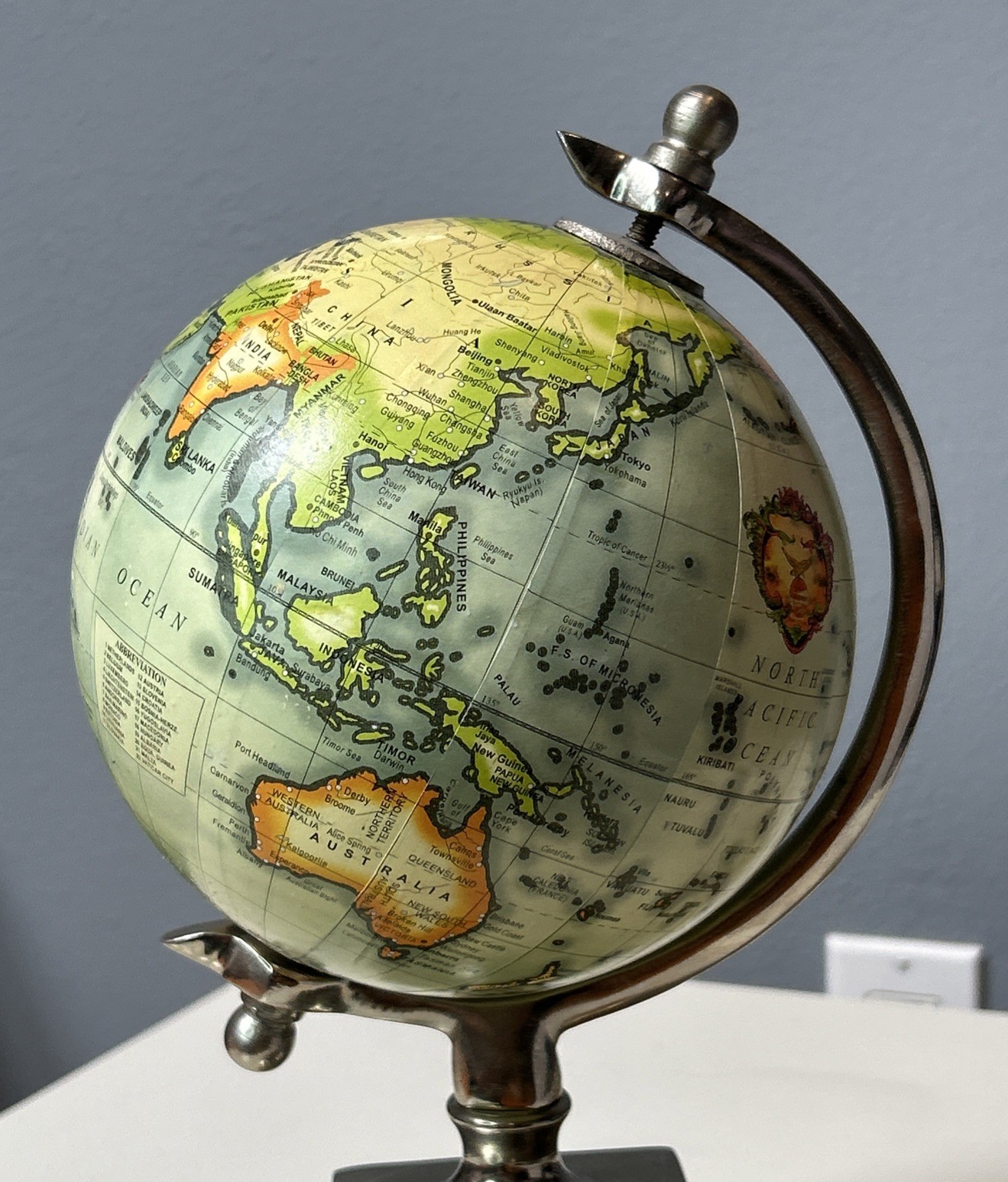 Decorative 12” Desktop World Globe – Silver Metal Base