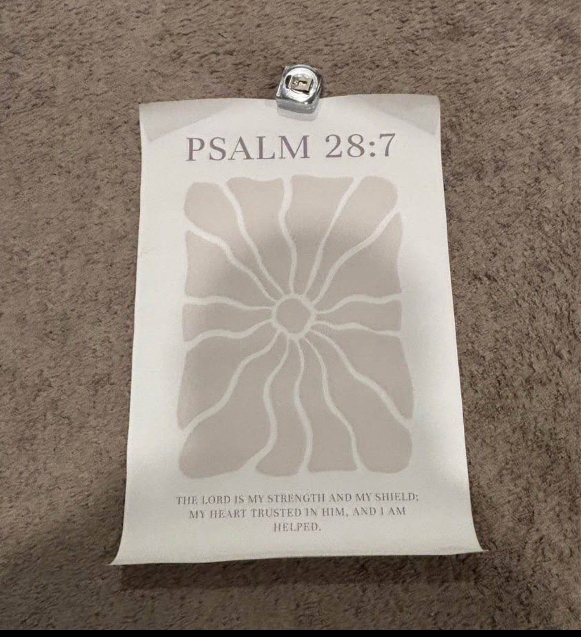 Psalm 28:7 Off White Scroll Wall Art Bible Verse Canvas Paper Inspirational