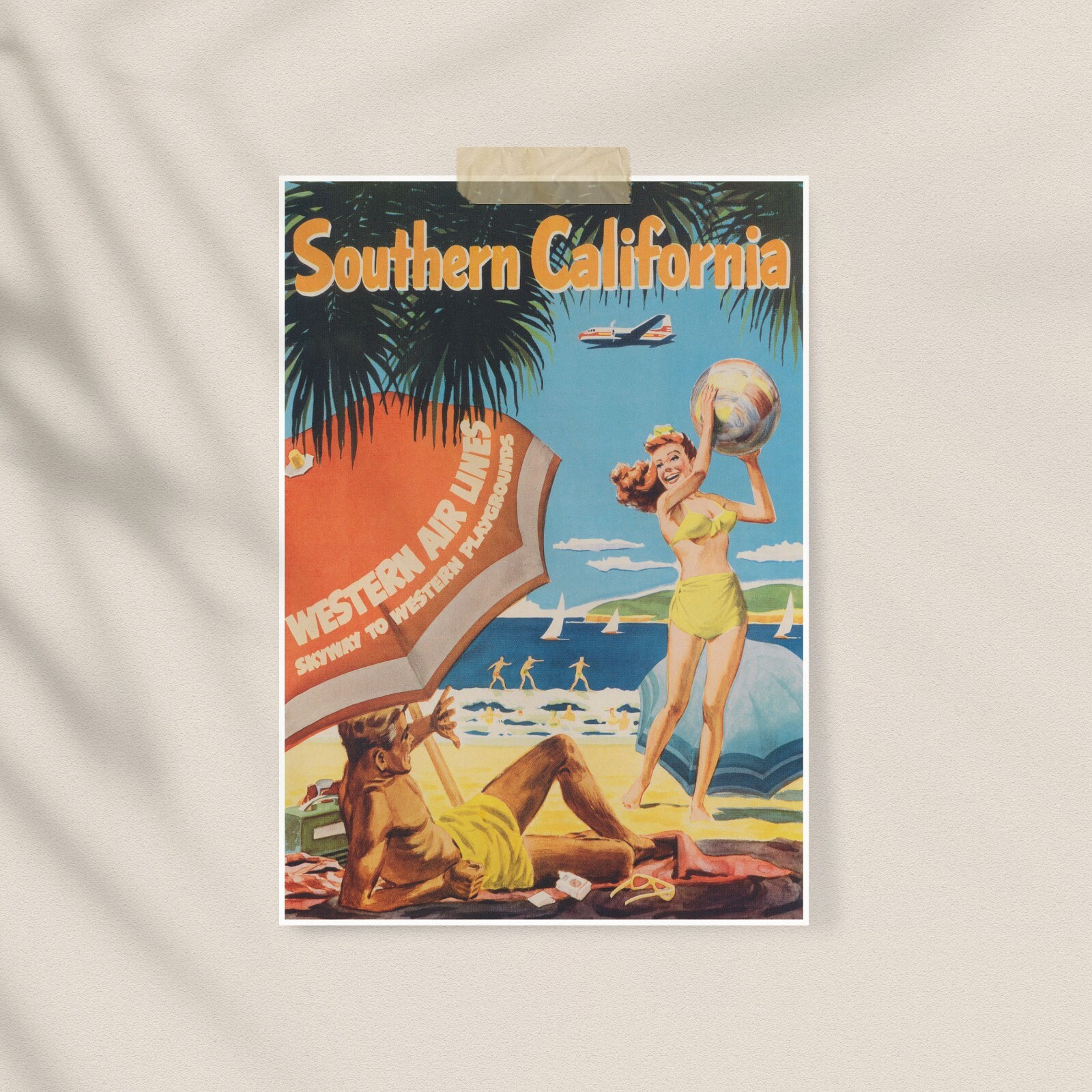 Southern California Rare Vintage Wall Art Retro Advertising Vintage Poster Print