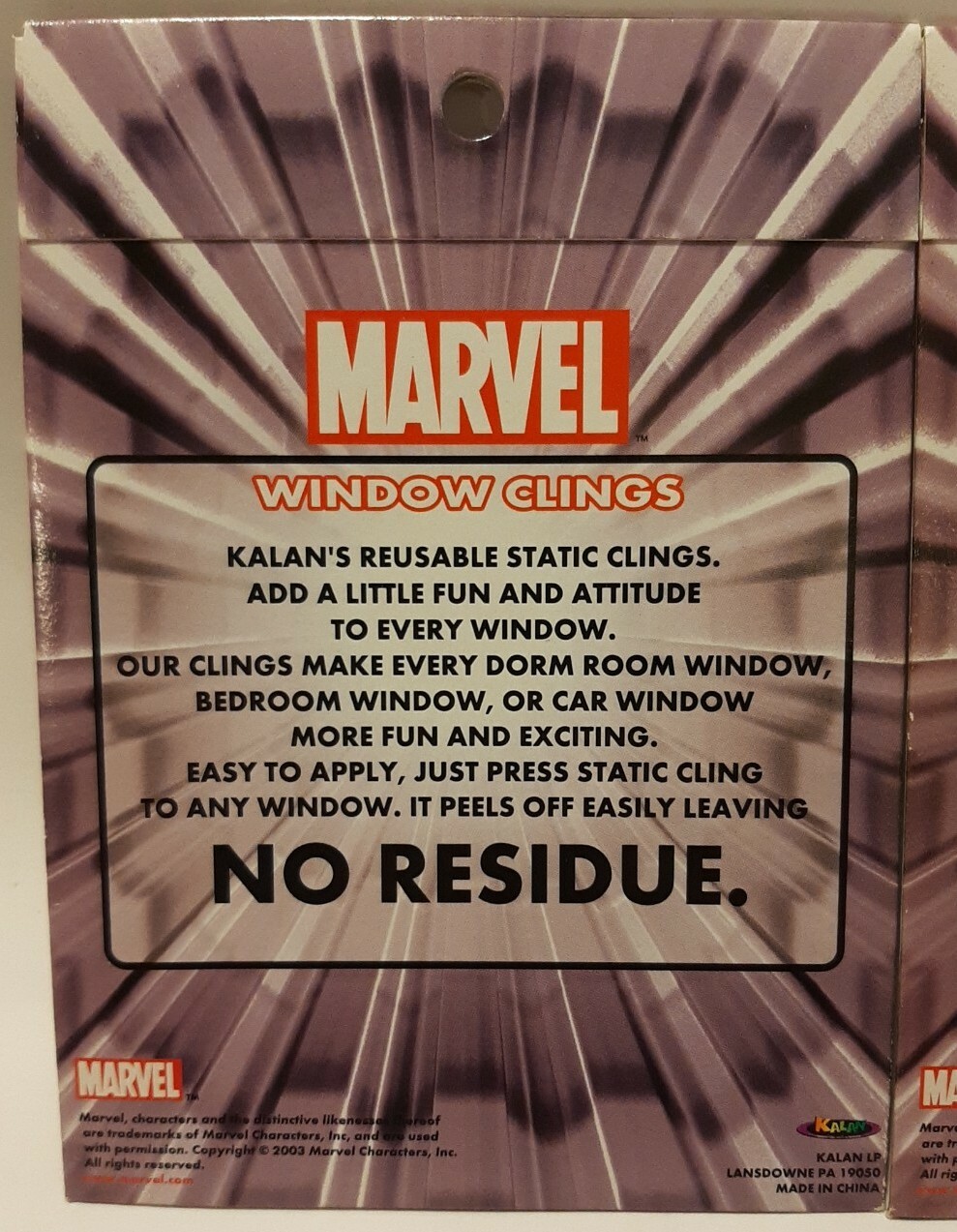 New 2003 Marvel Kalan Window Clings Decal Captain America Hulk Avengers MCU Gift