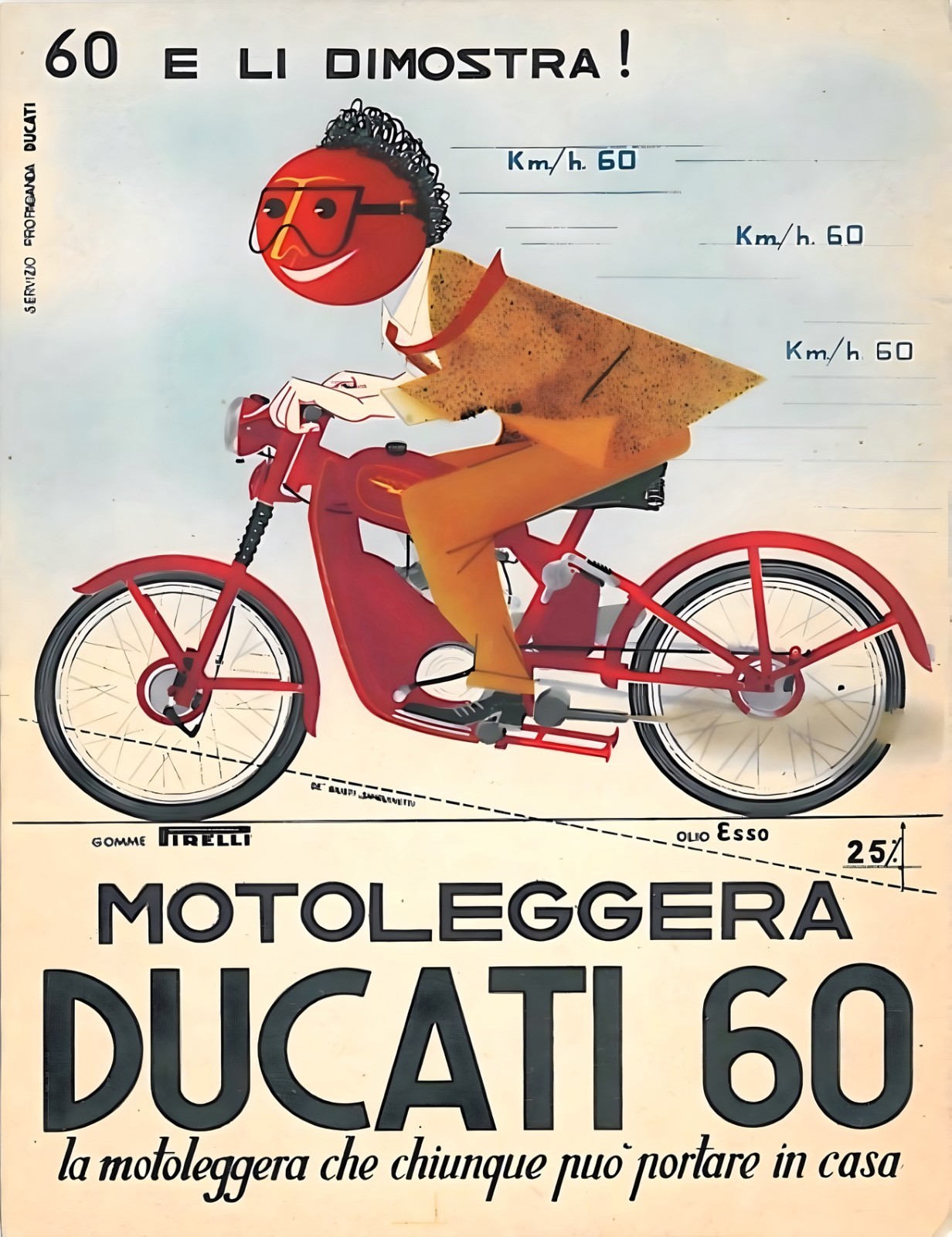 17433.Wall Decor Poster.Interior Art.Ducati 60 Motorcycle Italian Ad Bike Race
