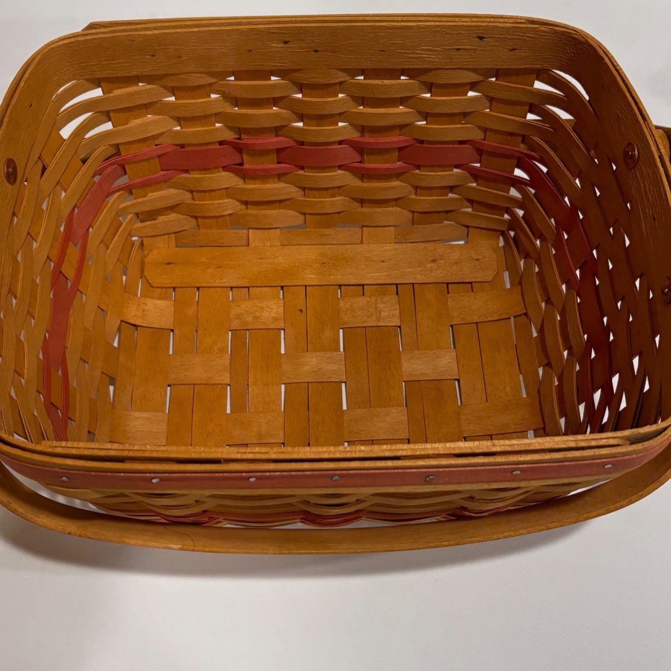 Longaberger Basket Handwoven Dresden Ohio USA Floral Liner Handles 1997 2 Colors