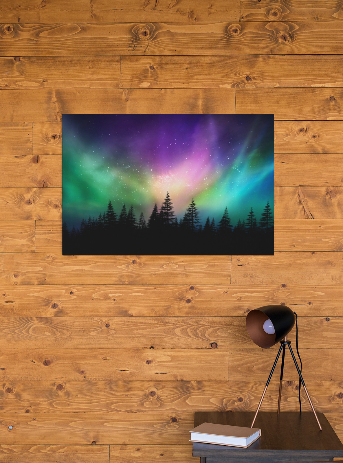 Aurora Borealis Northern Lights Canadian Forest Photo Art Print Poster 18×12