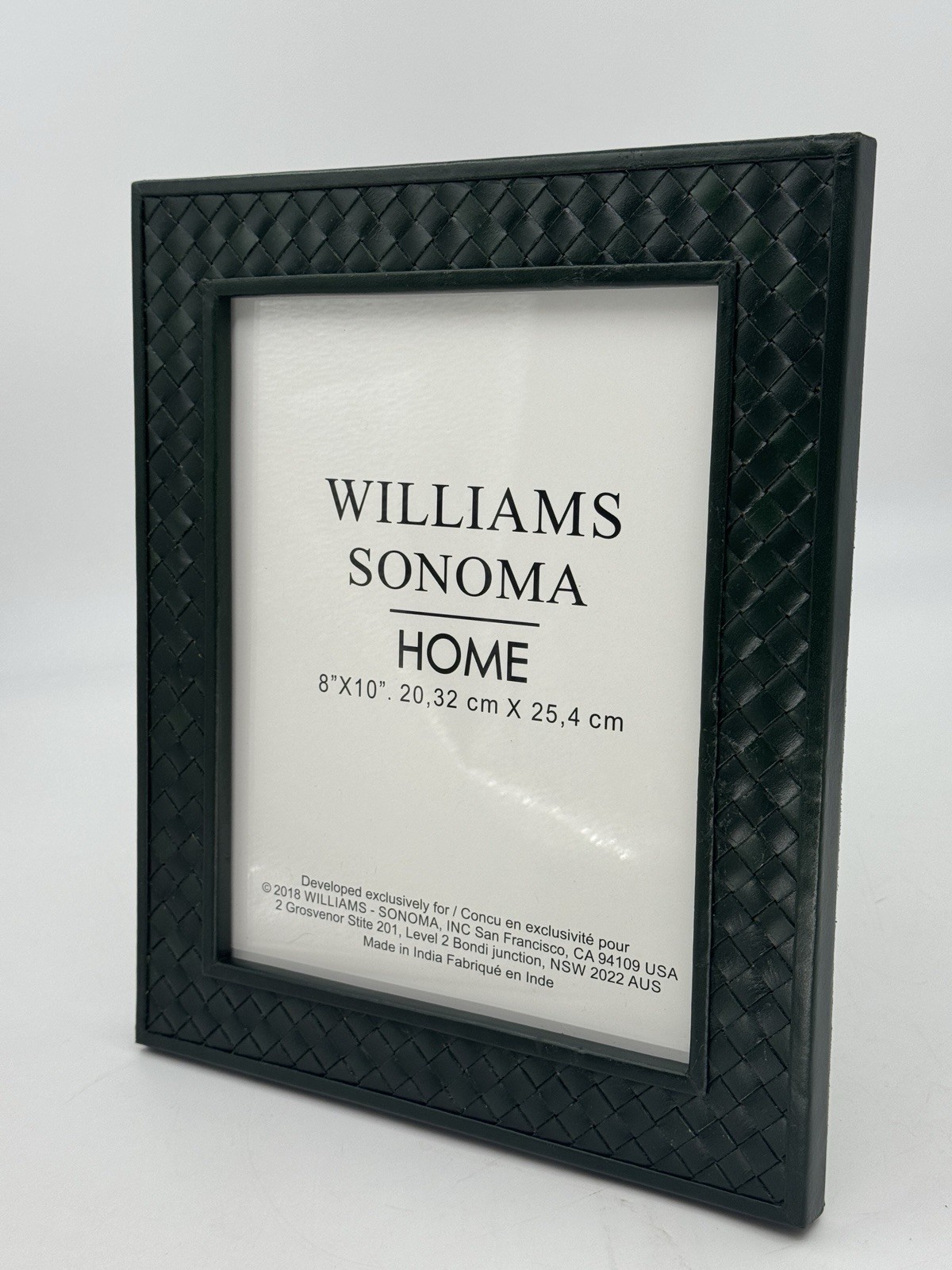 New Williams Sonoma Home 8×10 Green Woven Leather Photo Frame, Scuffed, Read!