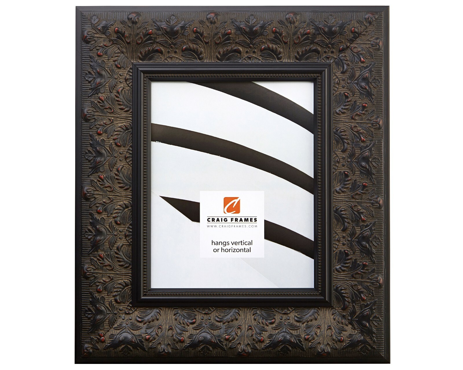 Craig Frames 3.5″ Wide Black Walnut Ornate Wood Picture Frame Poster Frame