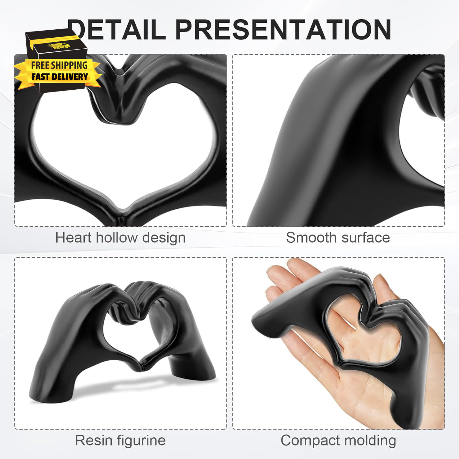Heart Hands Sculpture for Living Room Decor Love Finger Sculpture Wedding Decora