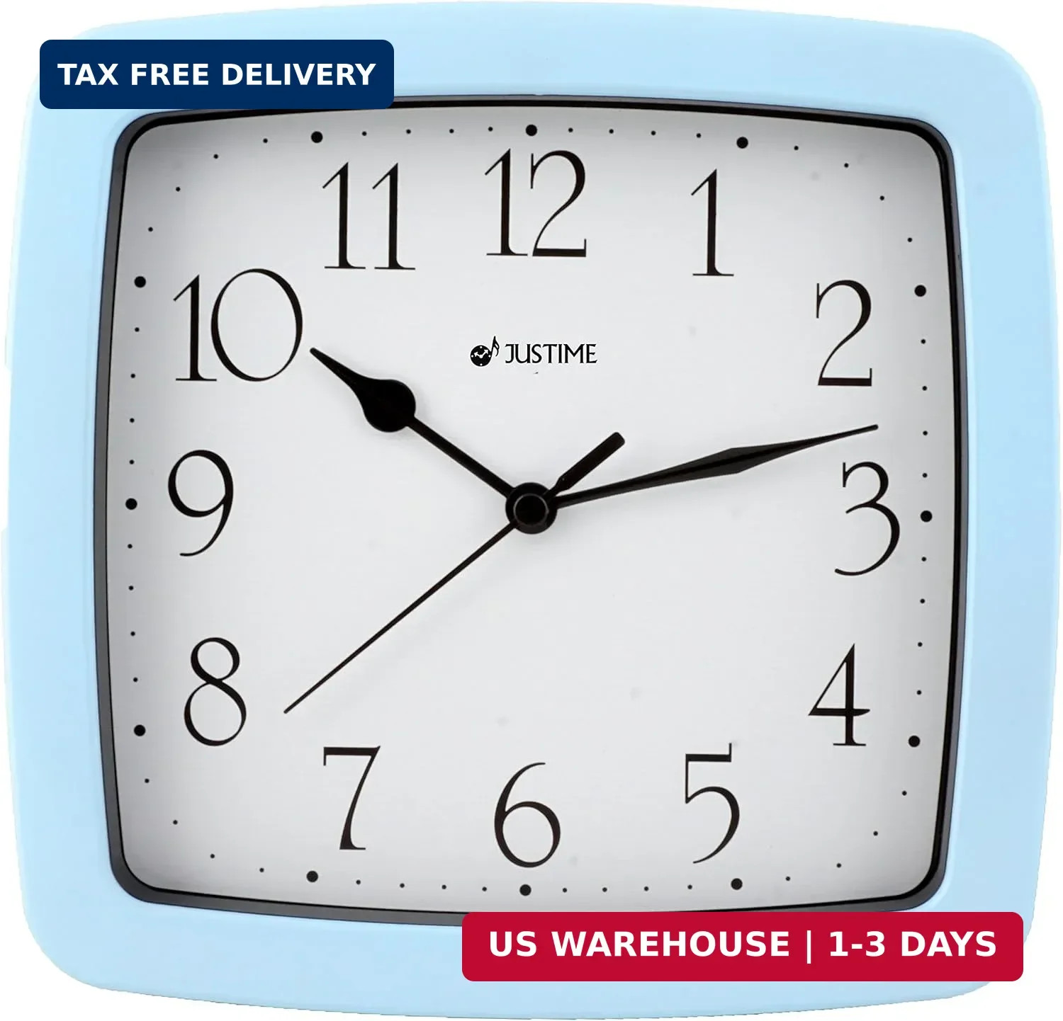 JUSTIME 8.5-inch Quality Square Water Resistant Quartz Wall Clock Special for Sm
