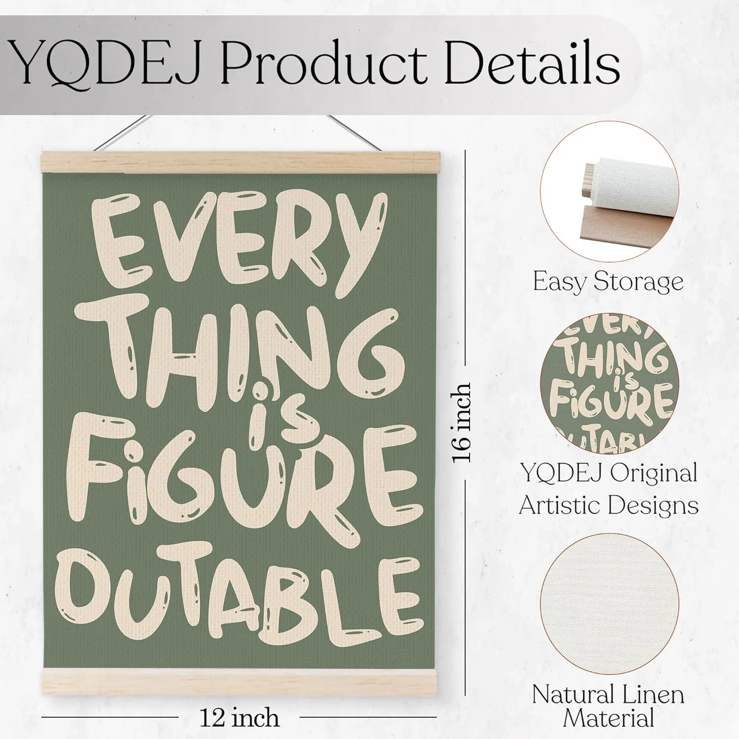 Everything is Figureoutable Inspirational Wall Art Poster Frame Office Decor