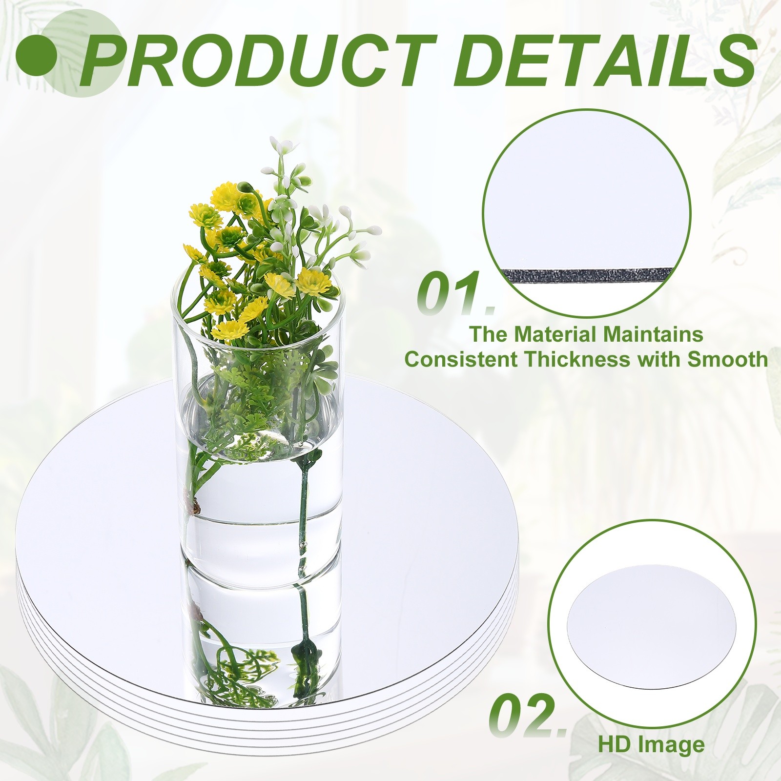 6 Pack 10 Inch Mirror Centerpieces for Table, Round Mirrors Table Plate, Silver