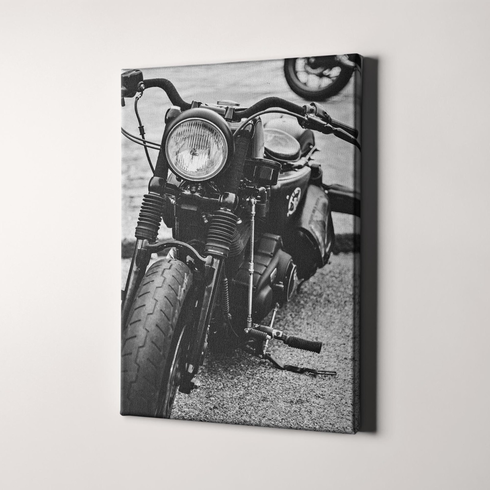 Harley Davidson Vintage Black & White Motorcycle Bike Canvas Wall Art Print