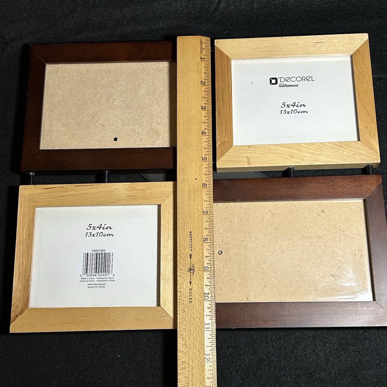 Decoral Multi Frame (4) 5” X 4” Picture Holders Natural/Dark Wood Finish