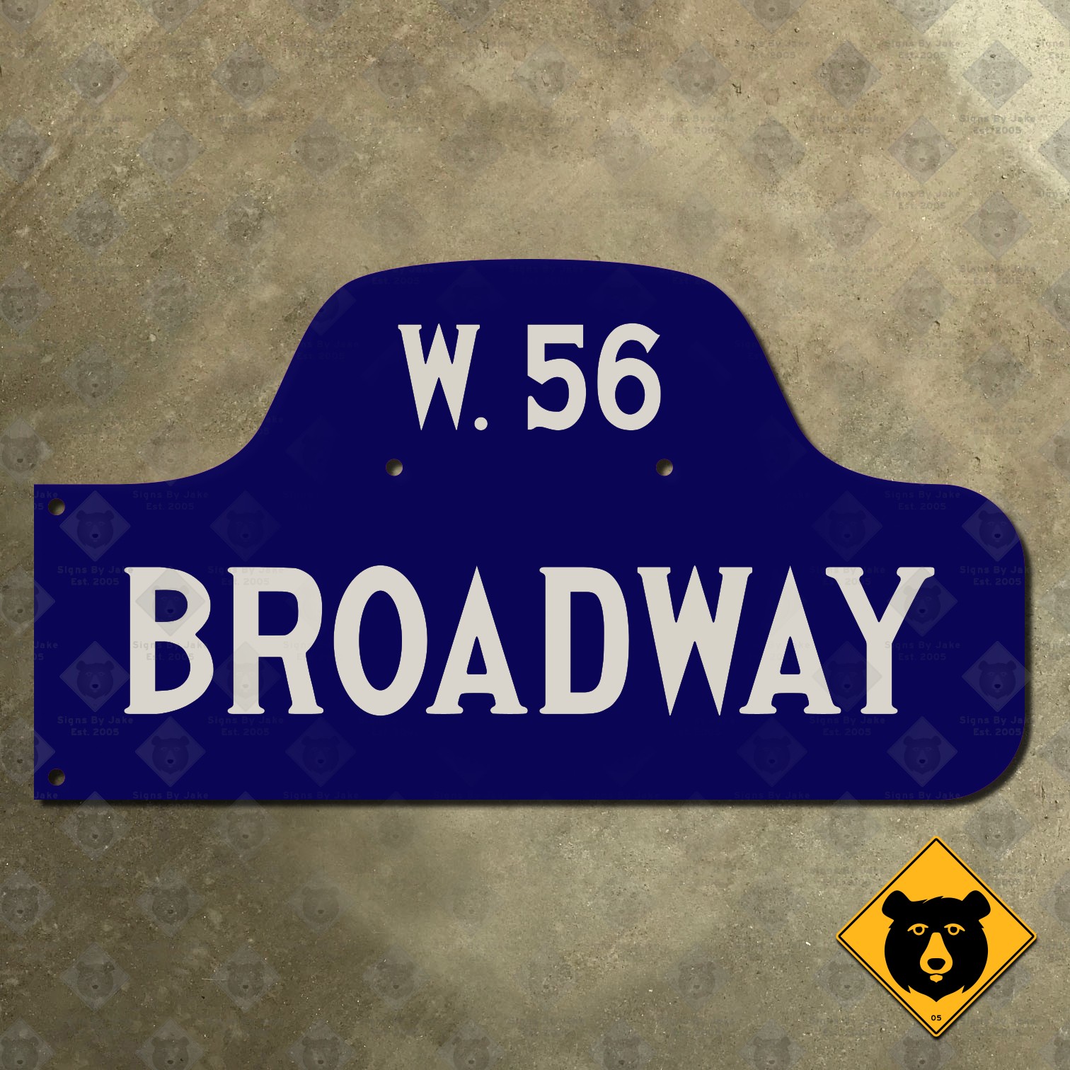 New York Manhattan Broadway West 56th Street humpback road sign 16×9
