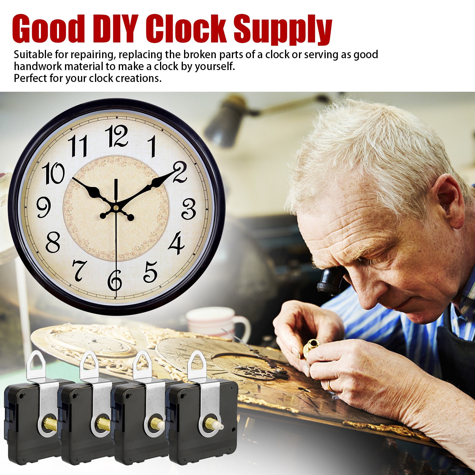 4PCS Wall Quartz Clock Movement Mechanism DIY Replacement Repair Part Motor Kit