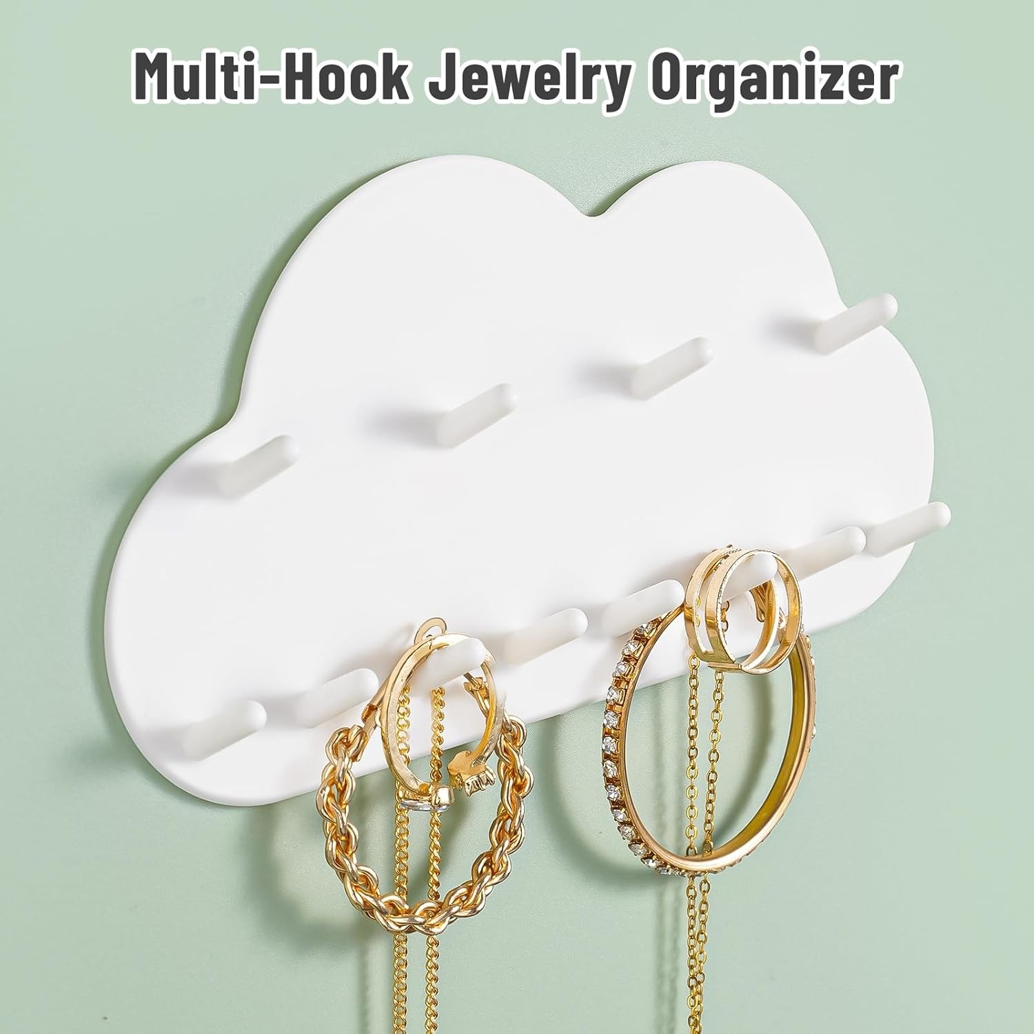 2-Pa Cloud Shape Wall-Mounted Hanging Jewelry Organizers for