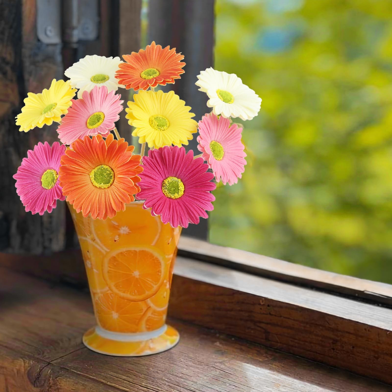 ACRYCS 10 Pcs Artificial Gerbera Daisies Flowers Artificial Daisy Bouquet Fak…