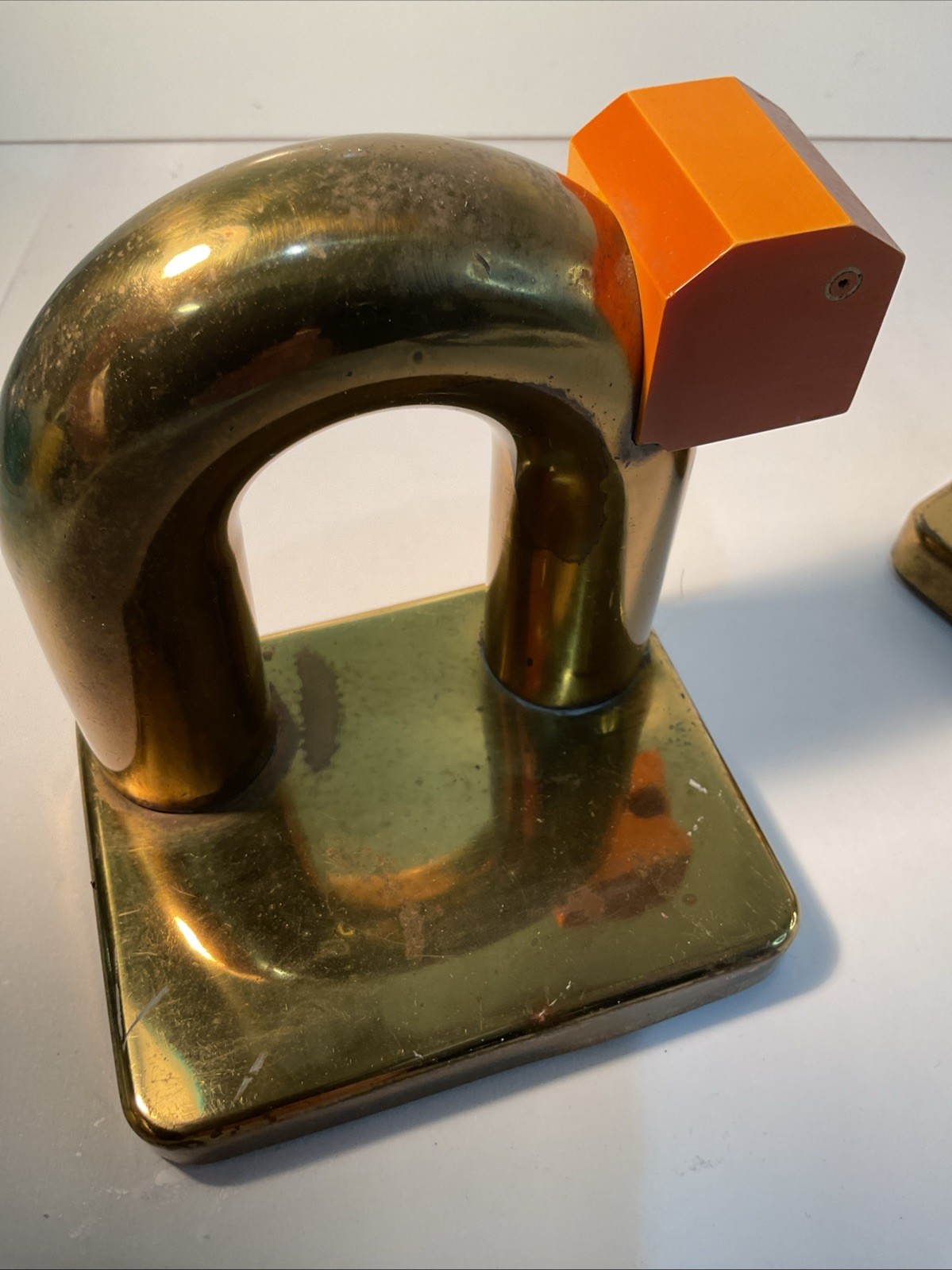 Chase Brass Elephant Bookends Walter Von Nessen Art Deco Gold Vintage Pair,READ