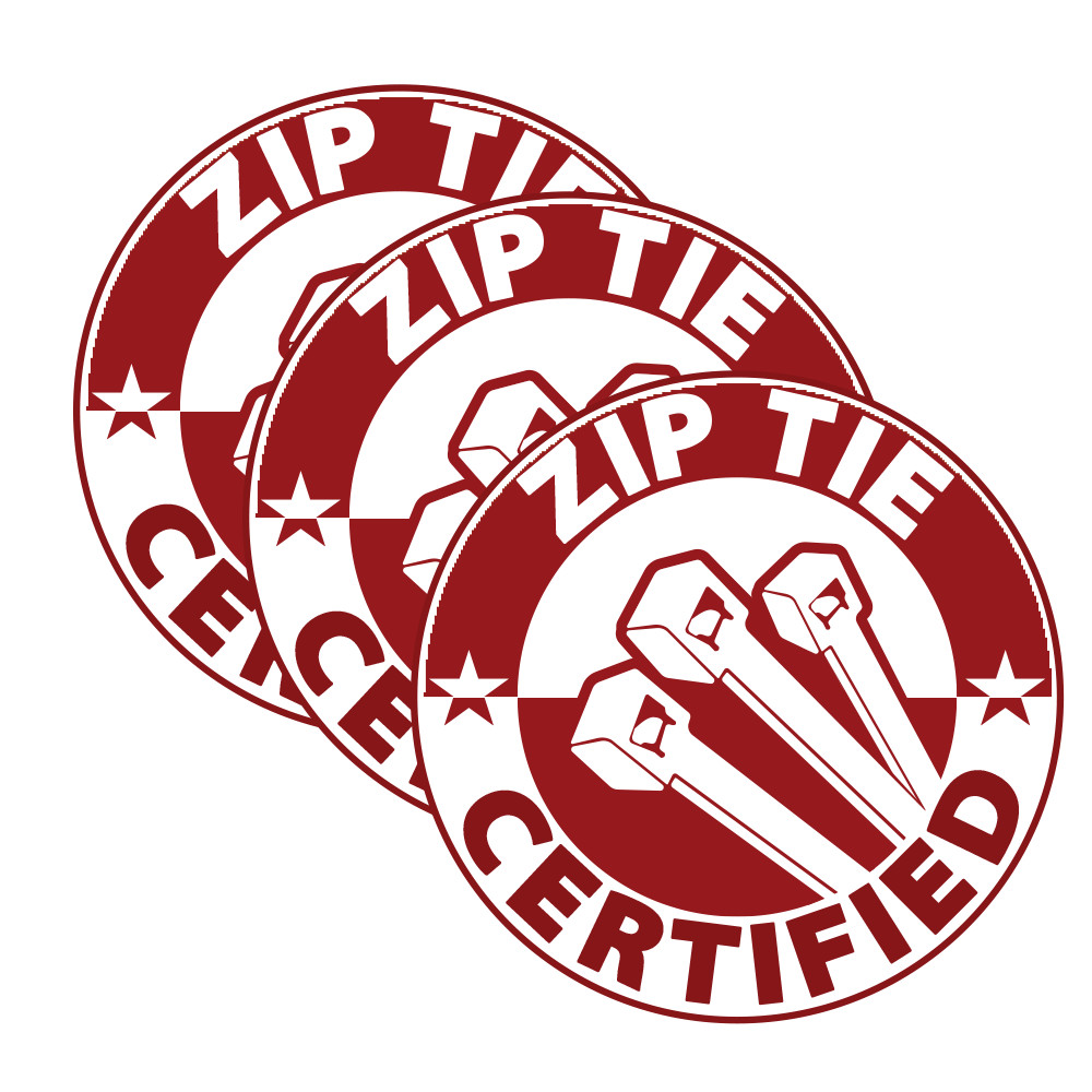 Zip Tie Certified Sticker Vinyl Decal Funny Mechanic Hard Hat Toolbox Car Bumper