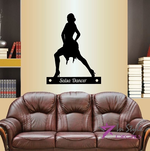 Vinyl Decal Salsa Dancer Dancing Girl Solo Dance Studio Room Wall Sticker 620