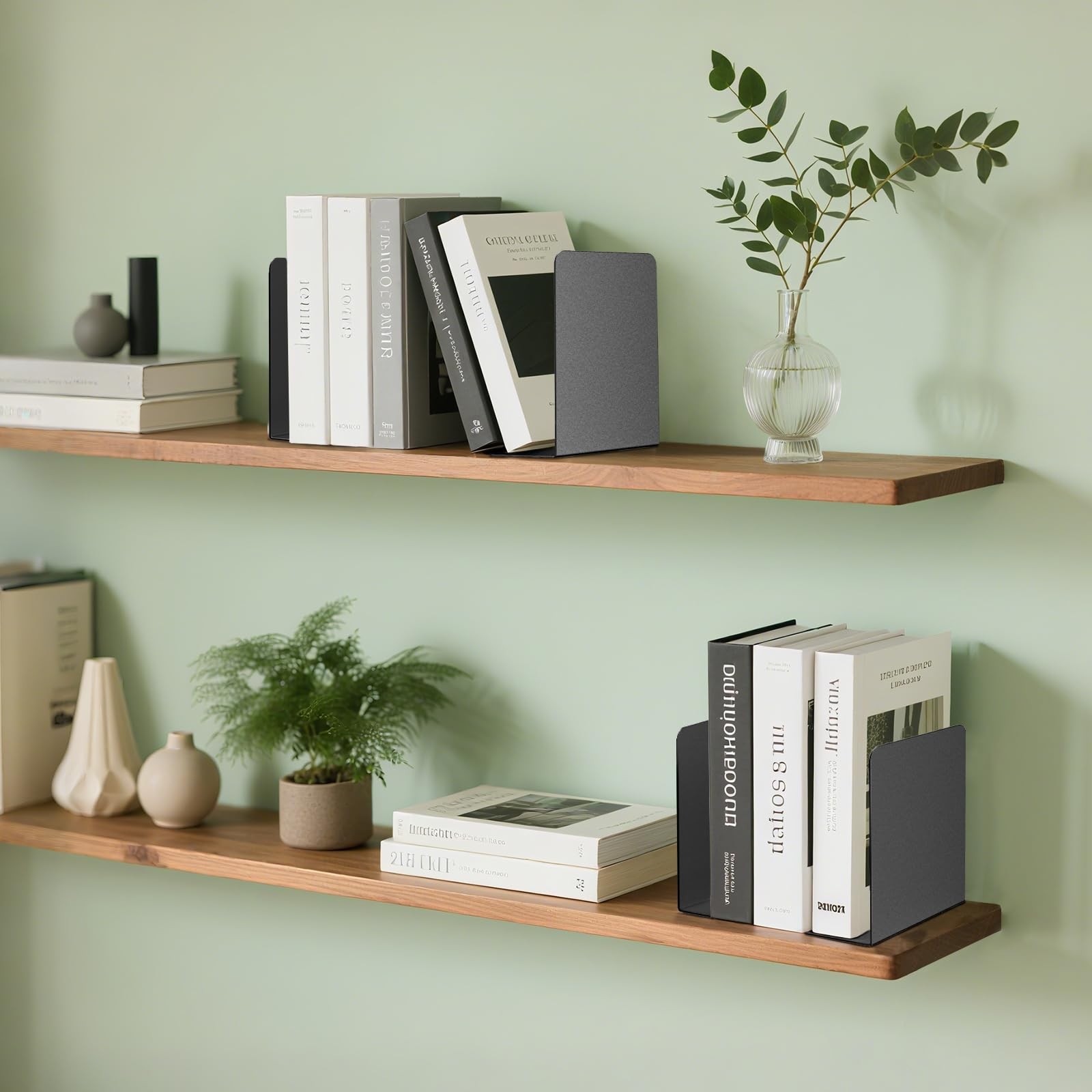 Bookends, 2 Pieces Metal Bookends for Shelves, Bookends for Heavy Books