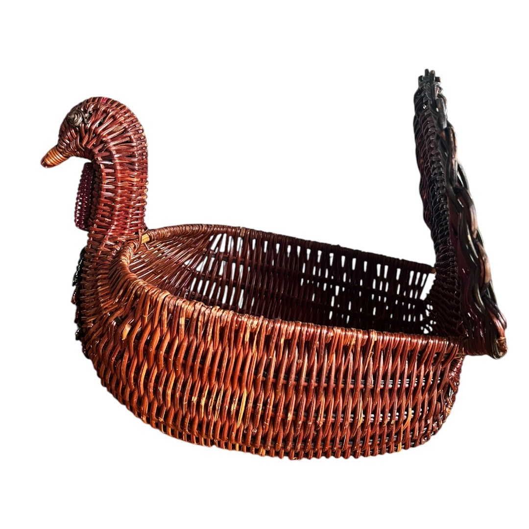 VNTGE Set 2 Turkey Wicker Weaved Basket Brown Thanksgiving Farmhouse Traditional