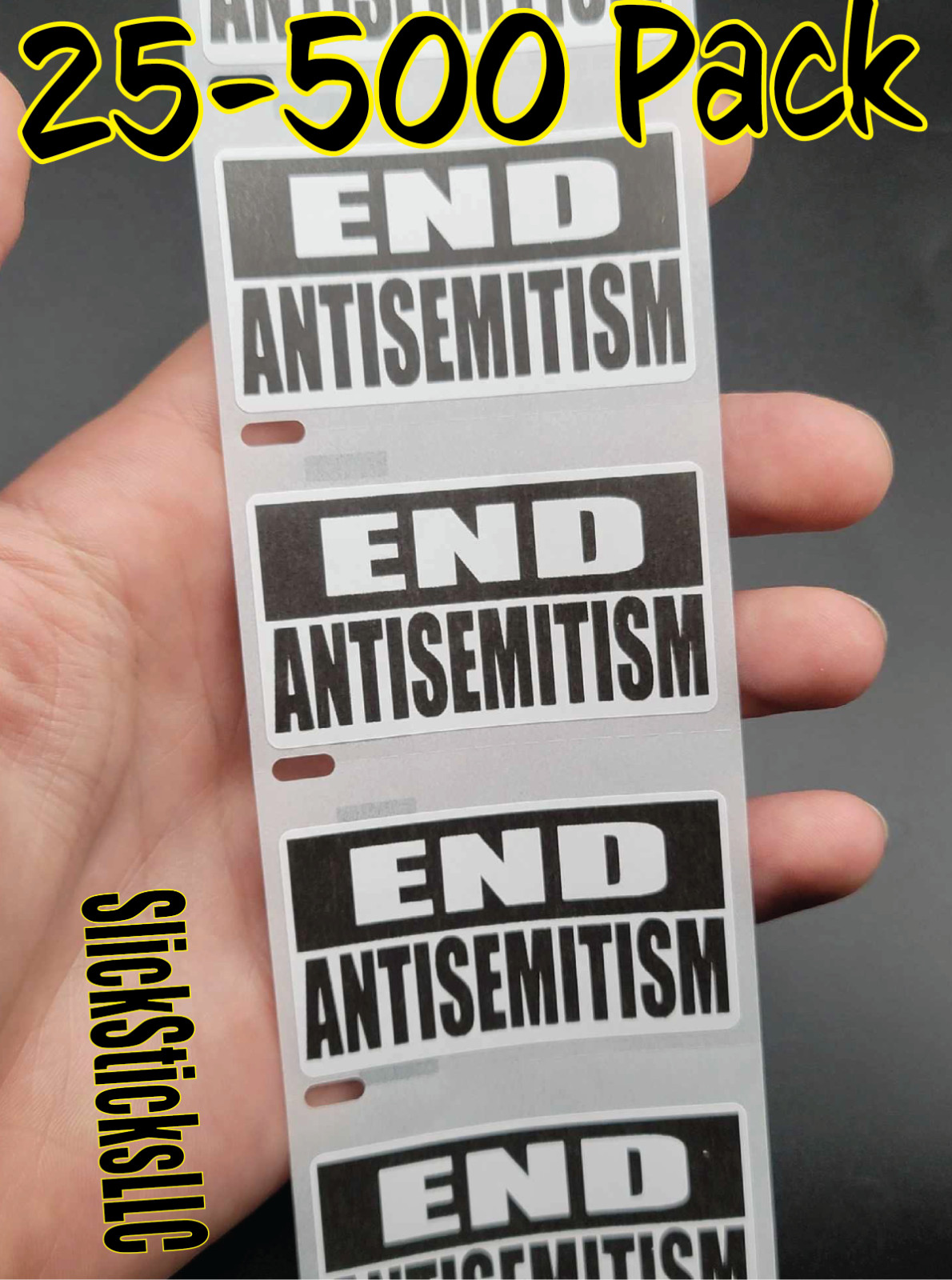 END ANTISEMITISM 25-500Pack stickers end stop hate Israel peace jews jewish love