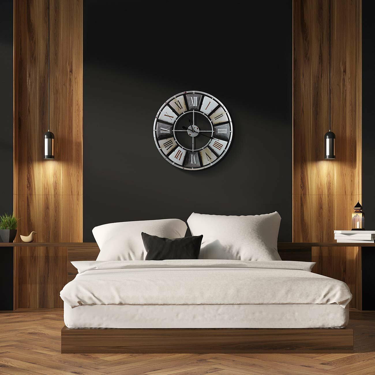Sorbus Wall Clock, Centurion Roman Numeral Hands, Vintage Industrial Rustic…