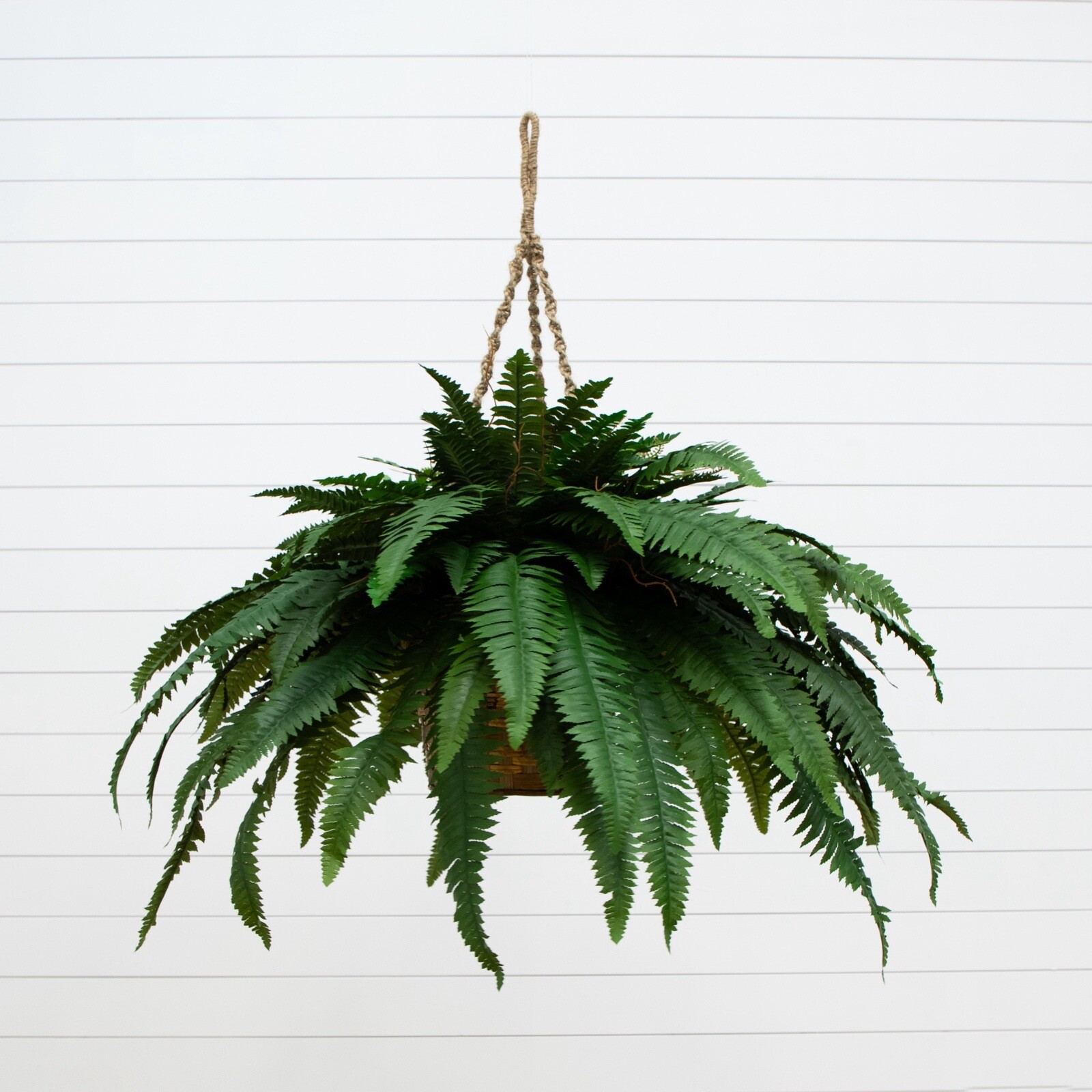 29″ Double Giant Artificial Boston Fern in Hanging Basket. Retail $139