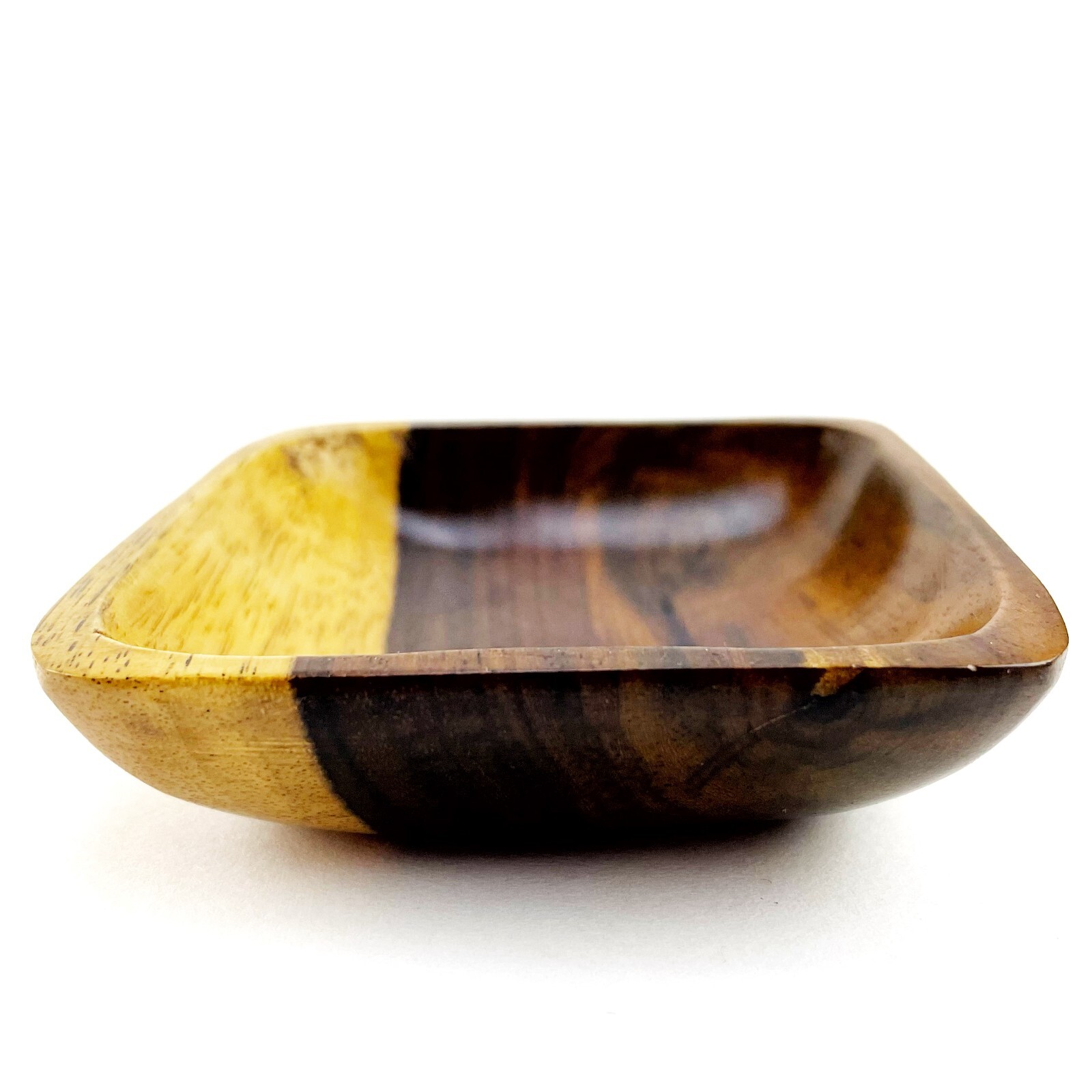 Acacia Wood Trinket Dish Square Tanamera Soap Dish Boho Tropical Island Decor 3″