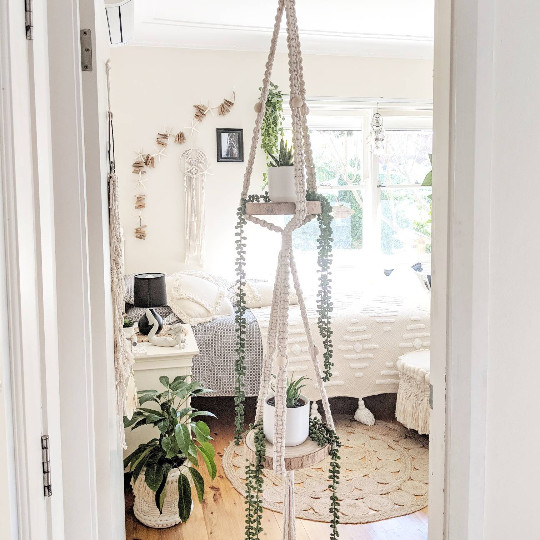 Macrame Plant Hanger Shelf – Handmade | Macrame Hanging Shelf