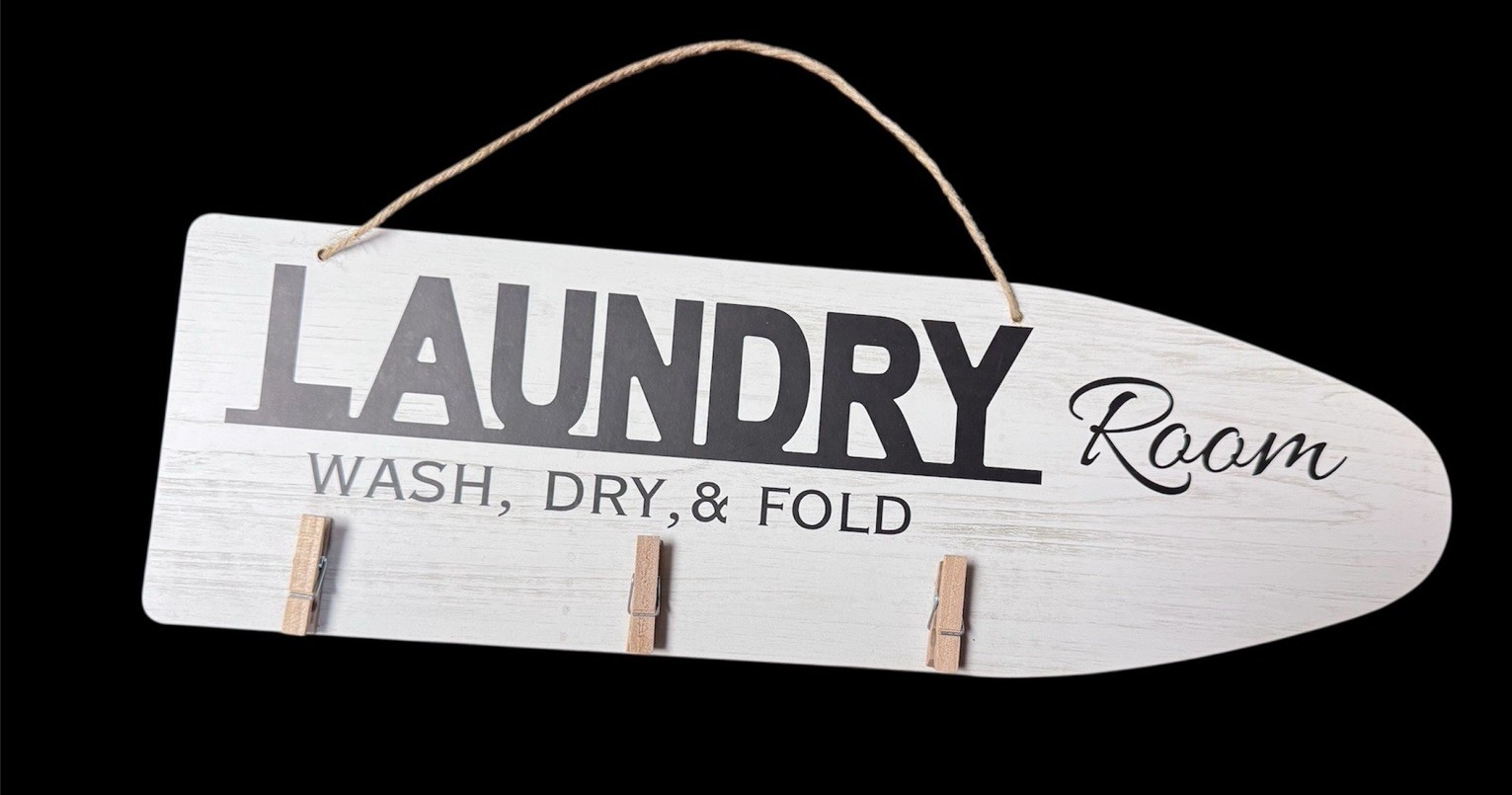 Laundry Room Wall Decor Wash Dry Fold Hang Missing Sock Board New Clothespins