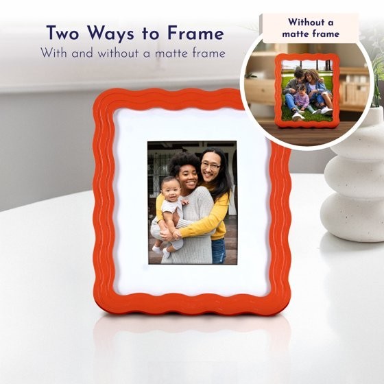 Mainstays by Becky G. Wavy Photo Frame, 5x7in 8x10in Mandarin Orange