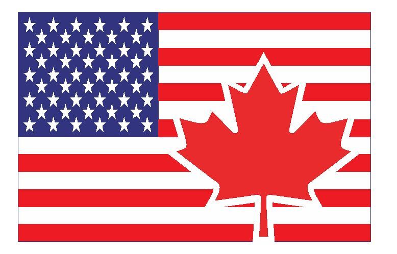 USA Canada Flag Sticker Decal F706