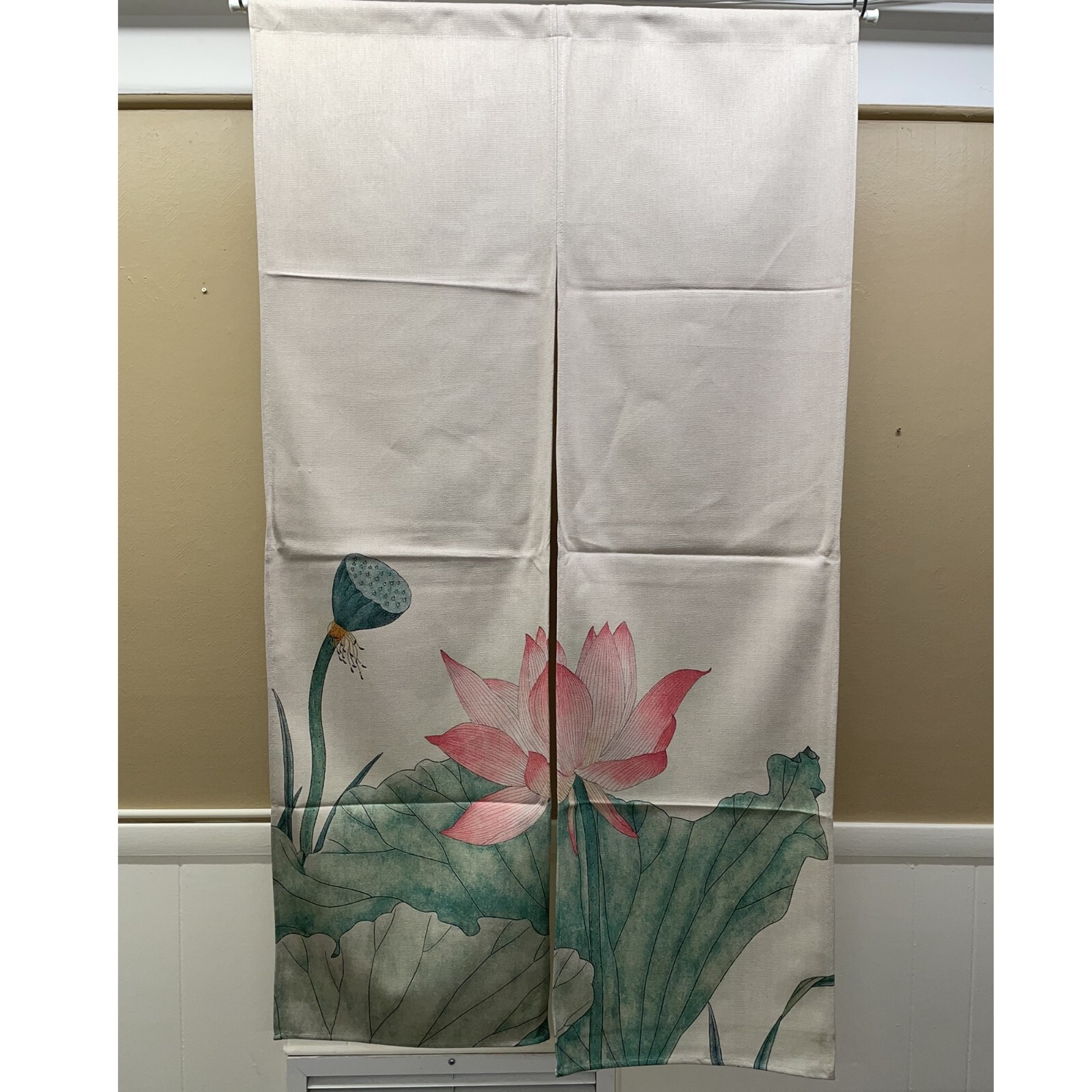 Privacy Drape Japanese Style Doorway Canvas Noren Curtain Home Decor Lotus