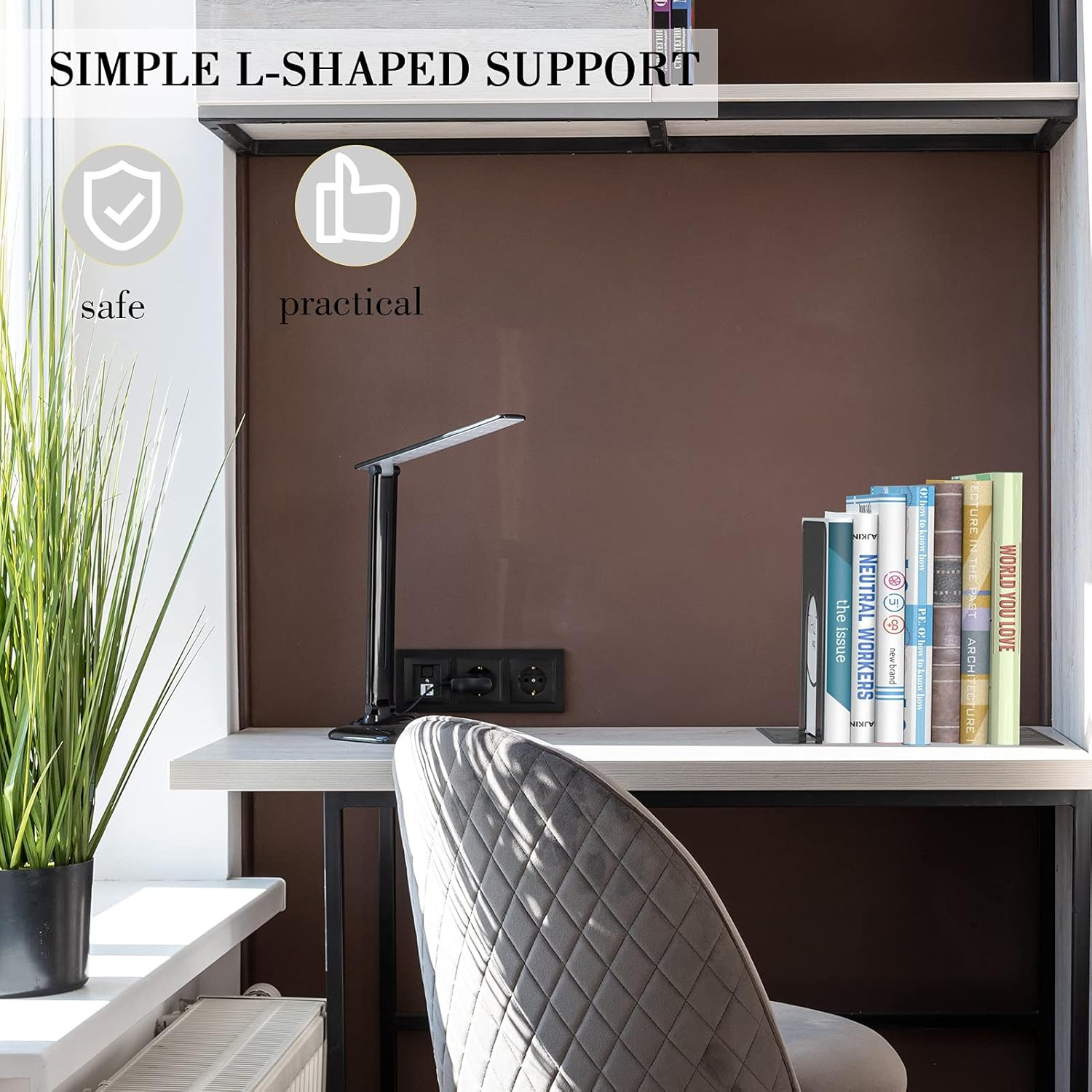Heavy Duty Metal Bookends Set 4 Pack Black Book Supports for Shelves Office