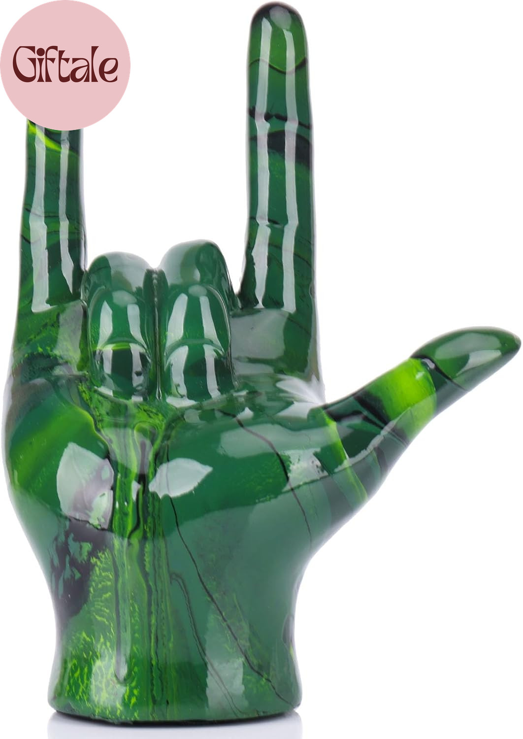 Emerald Green Hand Gesture Decor Statue,Modern Art Home Decor Accent I Love You
