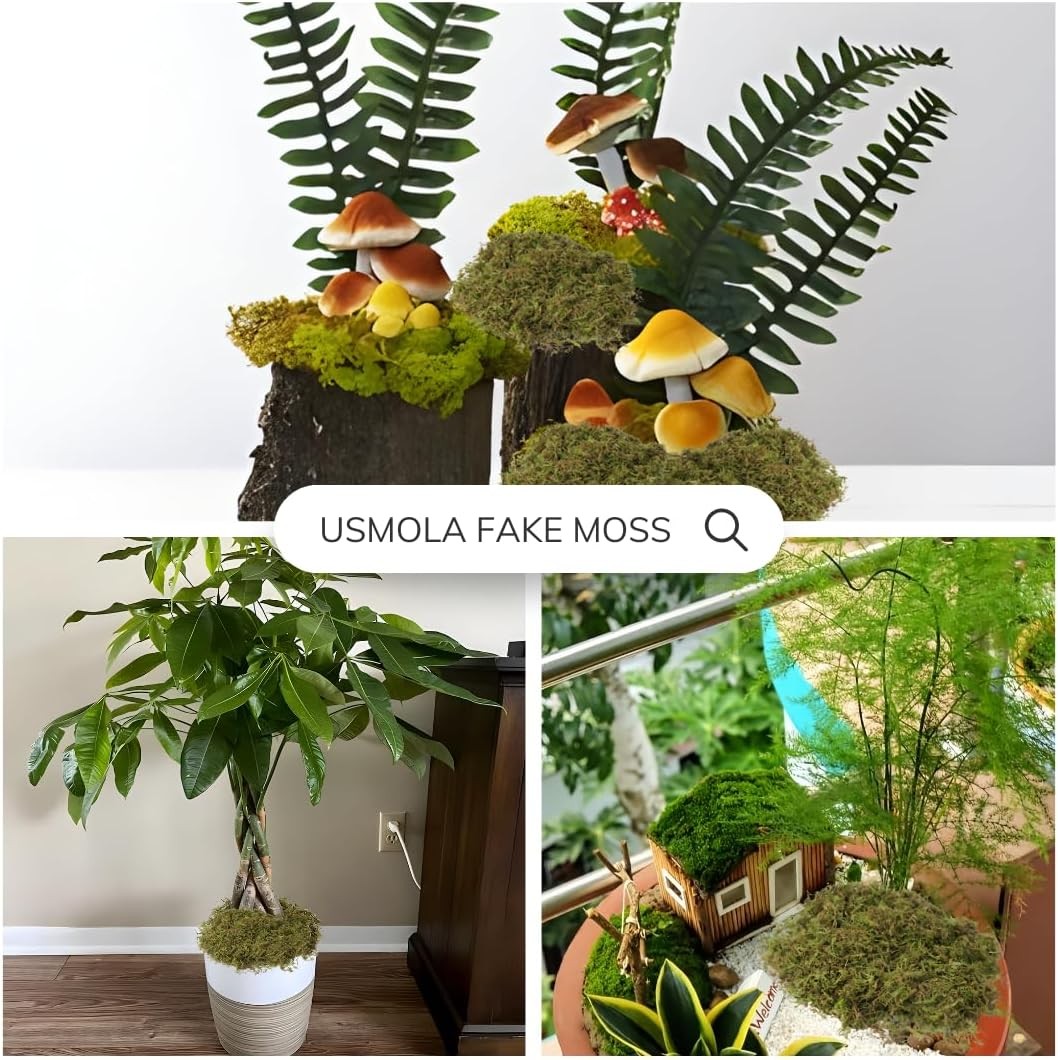 Fake Green Moss for Potted Plants, 4OZ Artificial Moss for DIY Crafts, Faux Moss