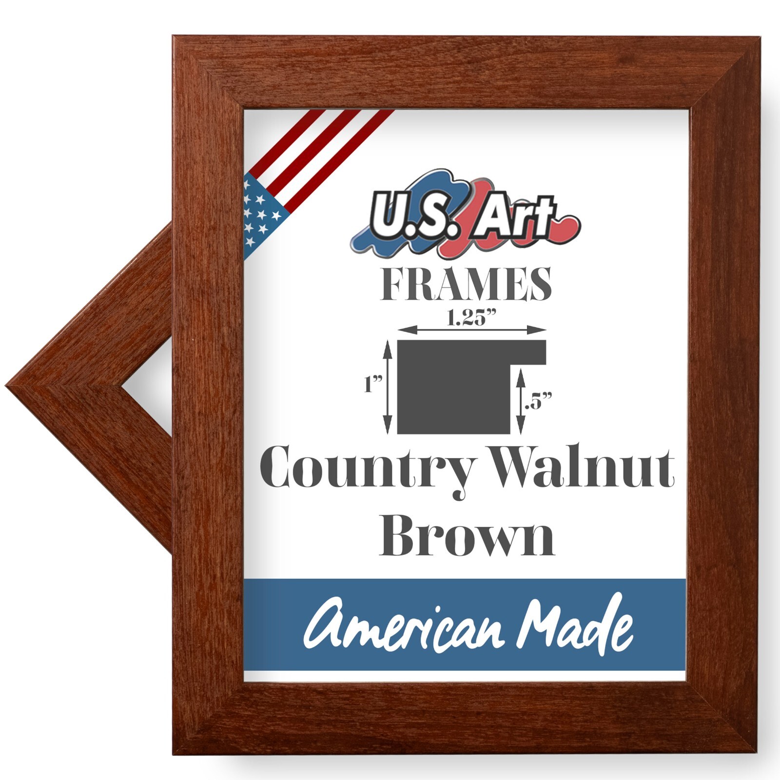 US Art Frames 1.25in Flat Country Walnut Brown MDF Wall Decor Picture Frame S-B