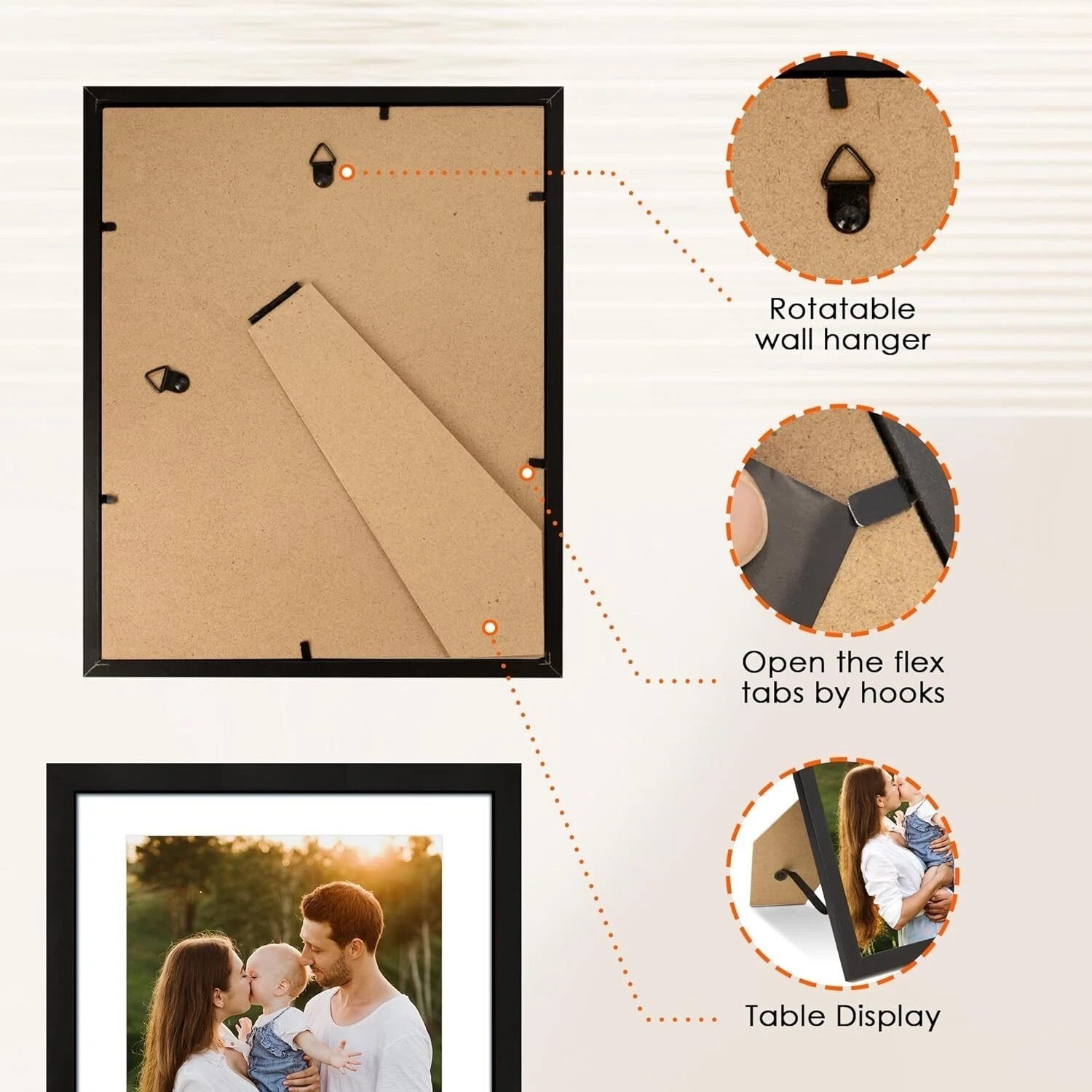 8×10 Picture Frame 1 Pack, Photo Frame with HD Plexiglass, Display Pictures