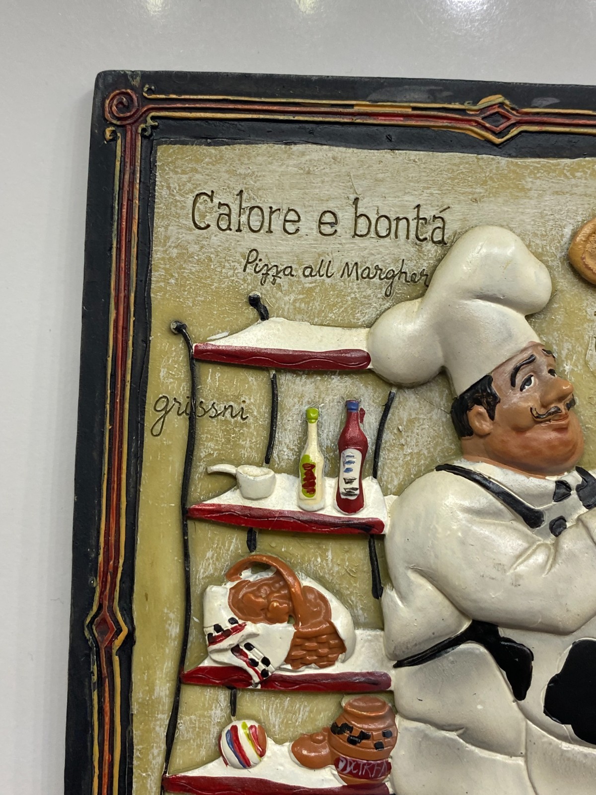 Italian Chef Tiles 3D Wall Art Set of 4 Plaques 4 1/2″ x 6 1/4″ by Dena Marie