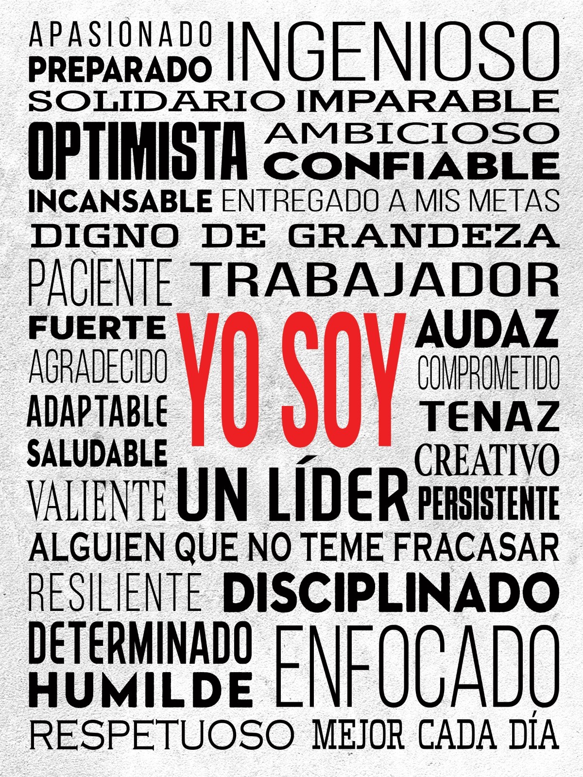HoneyKick Yo Soy I AM Affirmations Motivational Wall Art Poster 12×16 White