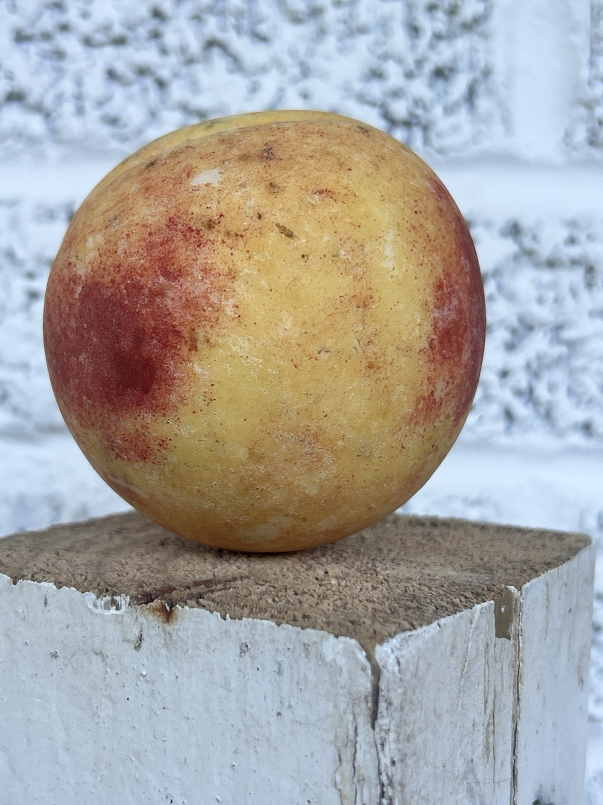 X1 Vintage Italian Alabaster Stone Fruit Peach Patina Marble Realistic 20oz