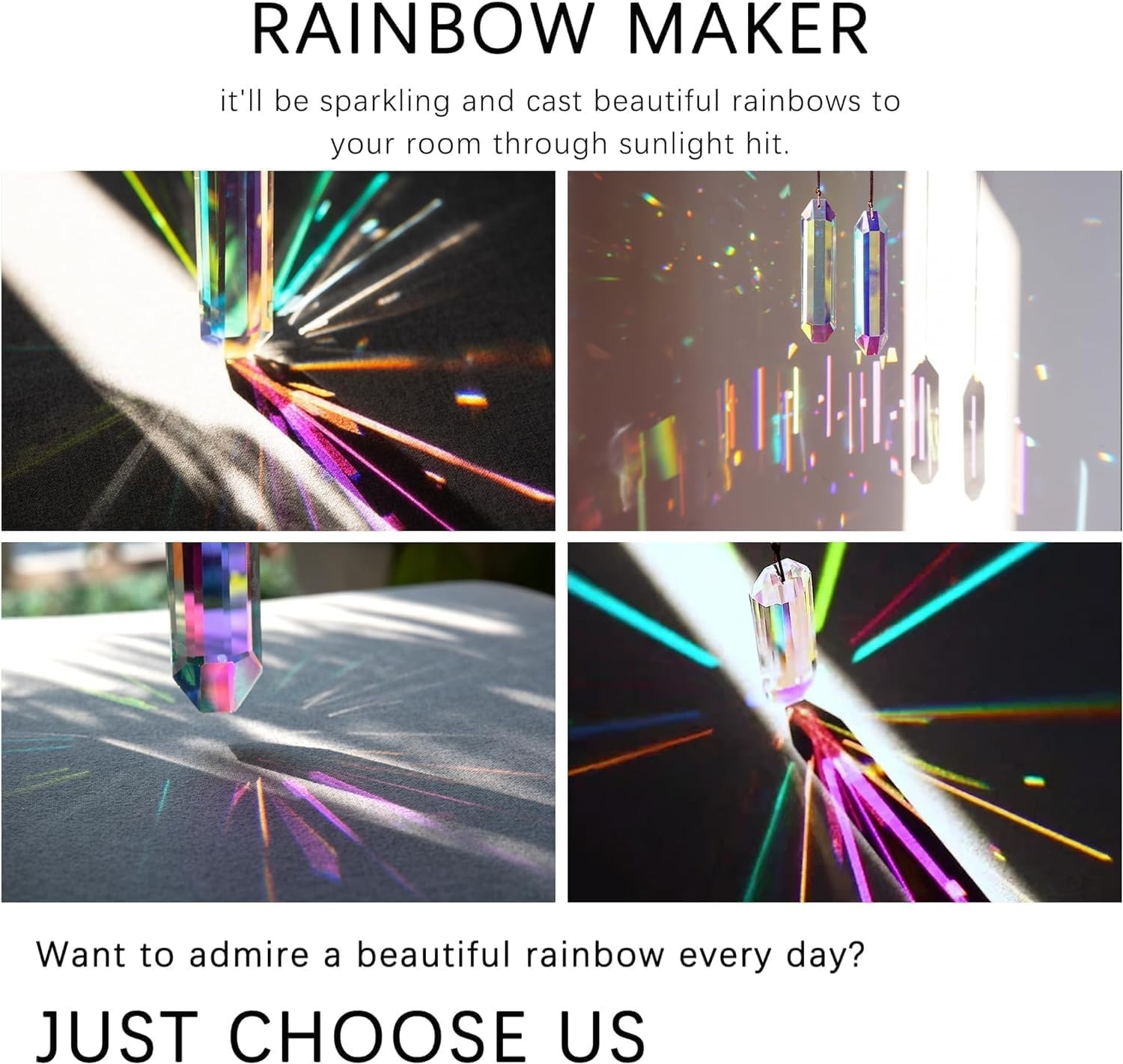 HDCRYSTALGIFTS 3 Pack 5″ Crystal Suncatcher Prisms AB Rainbow Maker Window Decor